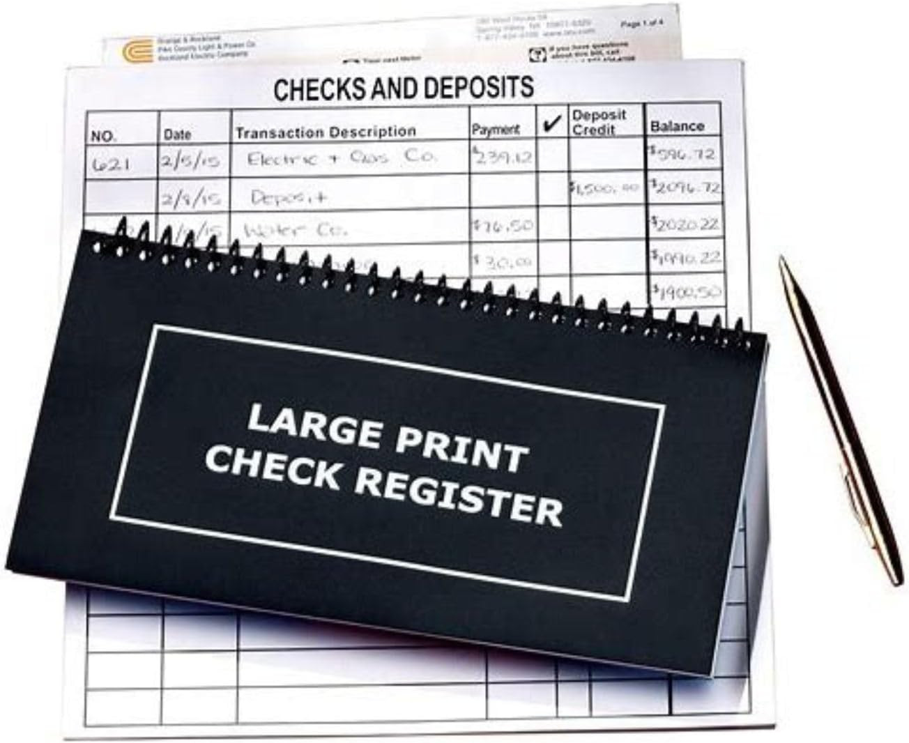 Jumbo Print Check Register Book – Large Print, Easy-To-Read, Spiral Bound, 56 Pa