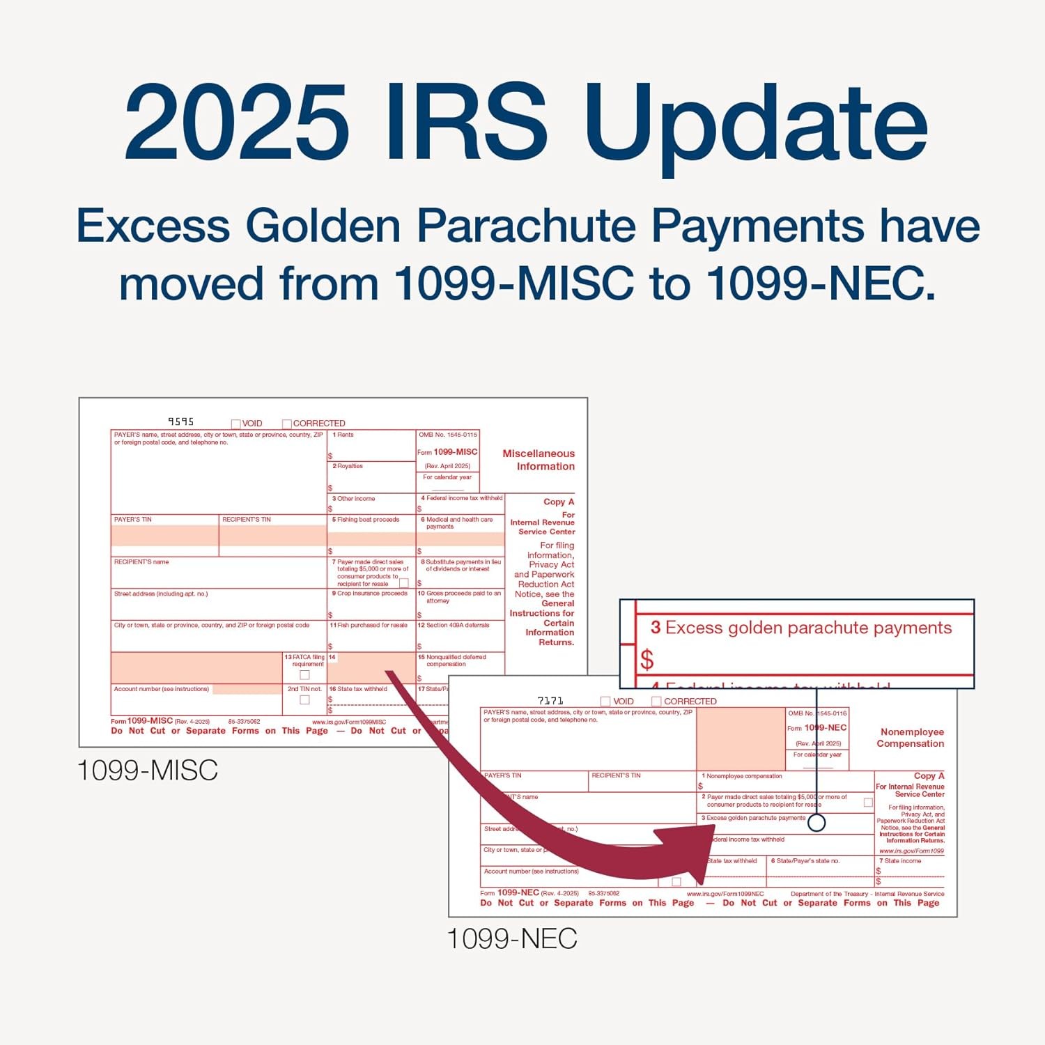 2025 1099 MISC Tax Forms Kit, 4-Part for 12 Recipients with Envelopes