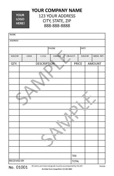 250 Custom 2 Part Forms / Generic Invoice / Sales Receipt / 5.5 x 8.5 / TMG044