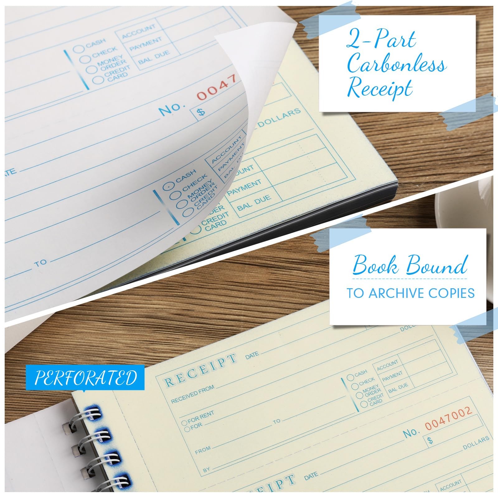 Books Money and Rent Receipt Book 2 Part Carbonless Receipt Log Book with Car…