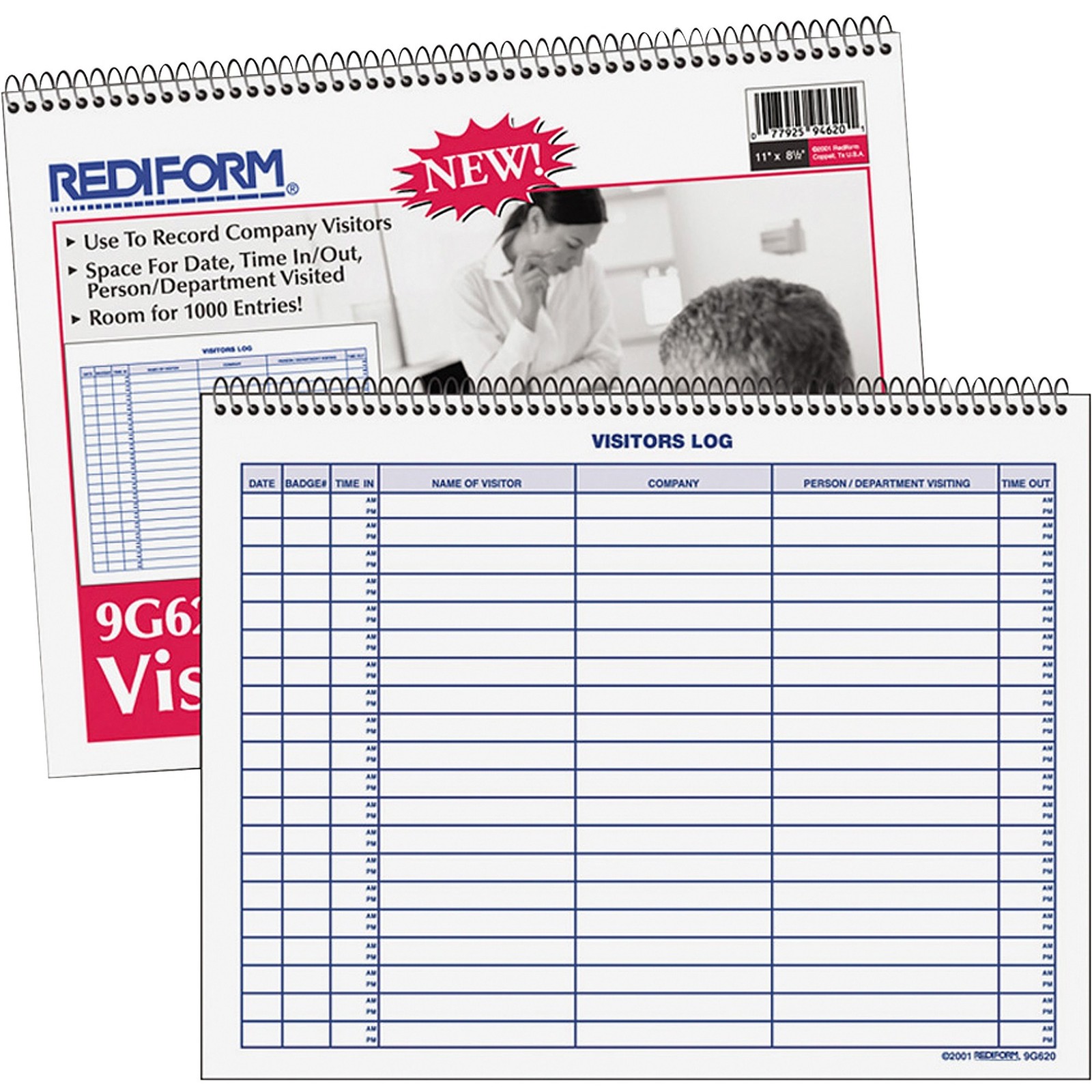 Rediform 9G620 Visitor’s Log Book 50 Sheets 8.5″ x 11″ White