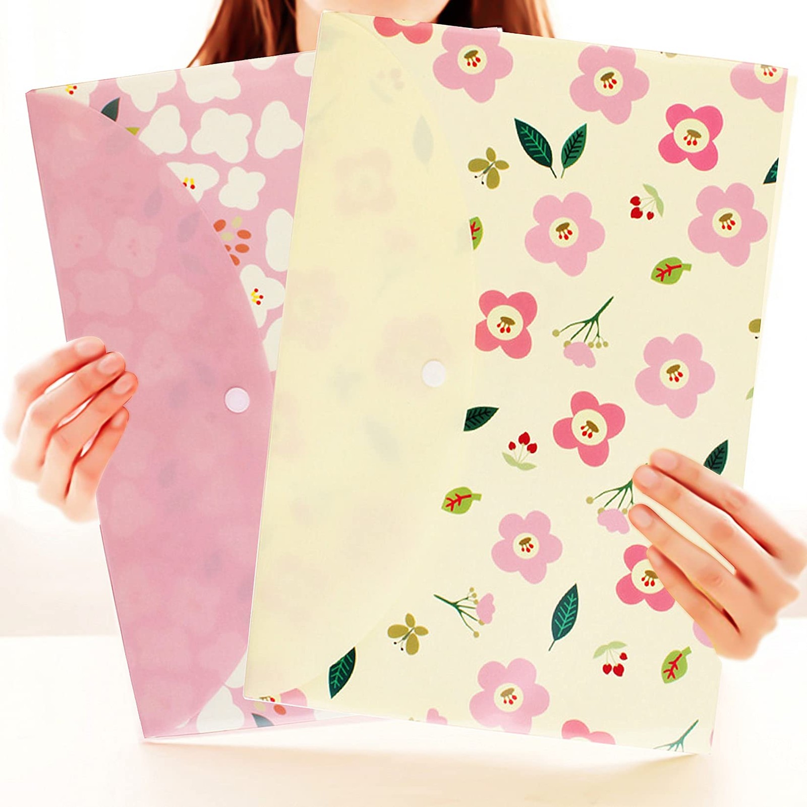 10 pcs Style Floral Printed A4 Paper Document File Folder Poly A4, 4 Color