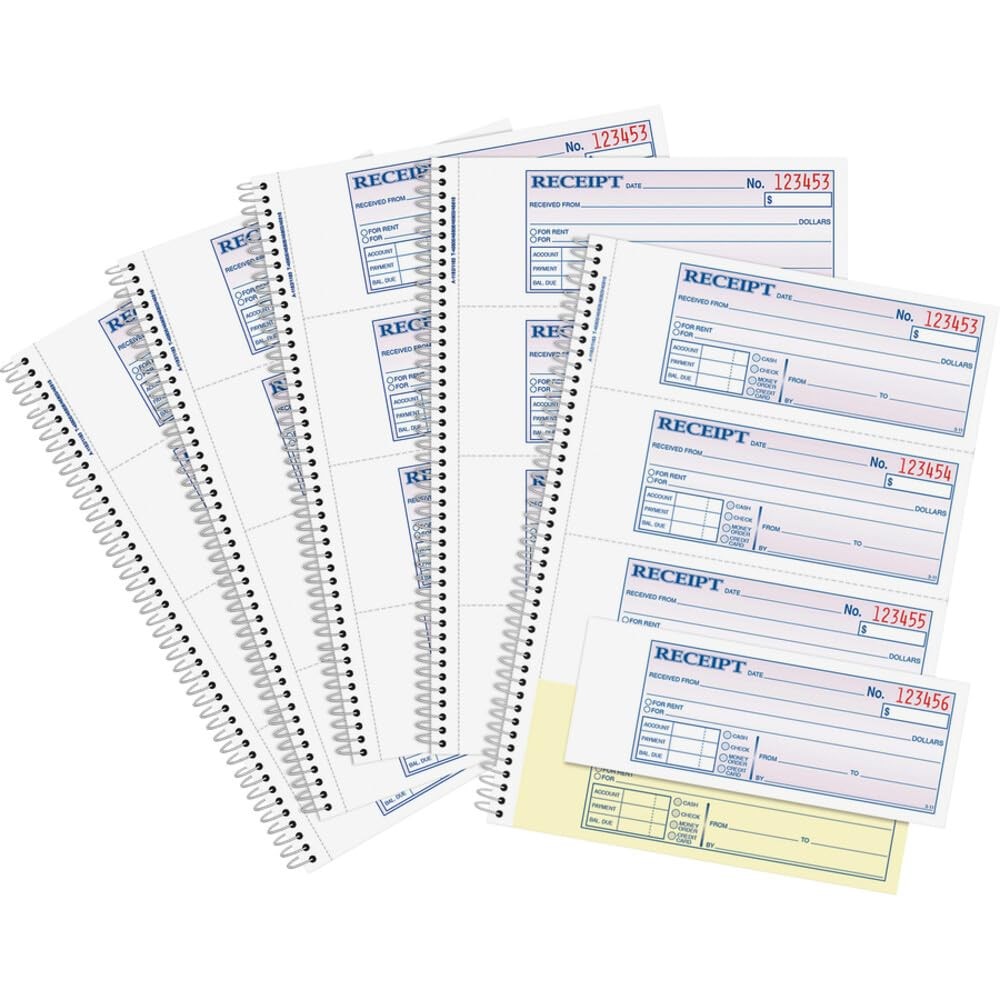 Adams SC1182PK Money Receipt Book,Spiral,2-Part,7-5/8-Inch White