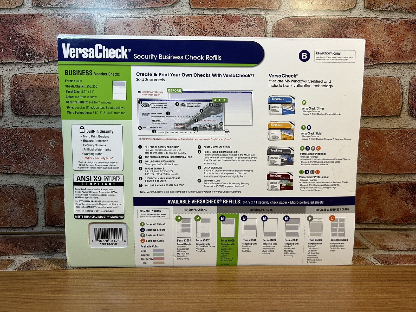 VersaCheck Security Business Check Refills ~ Business Voucher Checks Form #1000