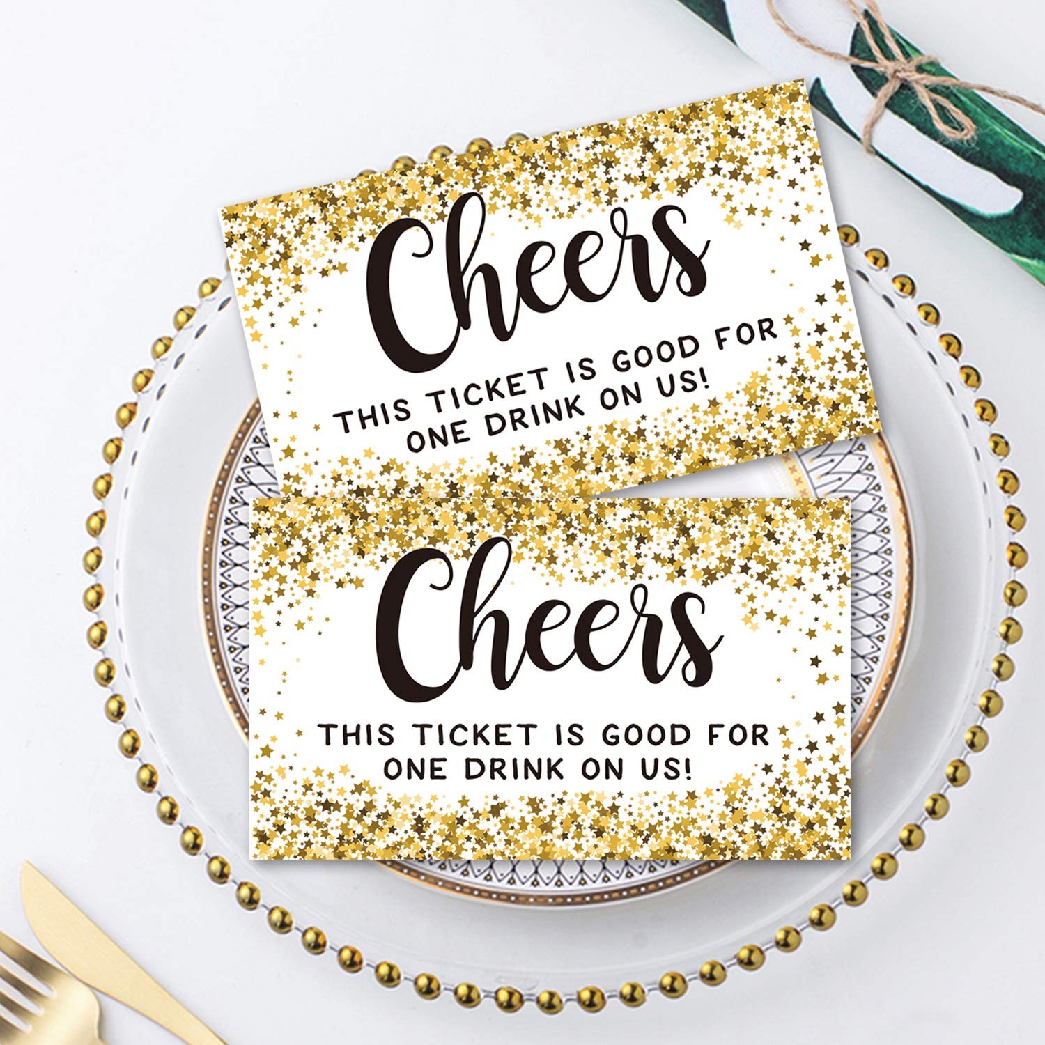 Gold Star Cheers Pack of 50 Free Drink Tickets for Events, 2 inch,