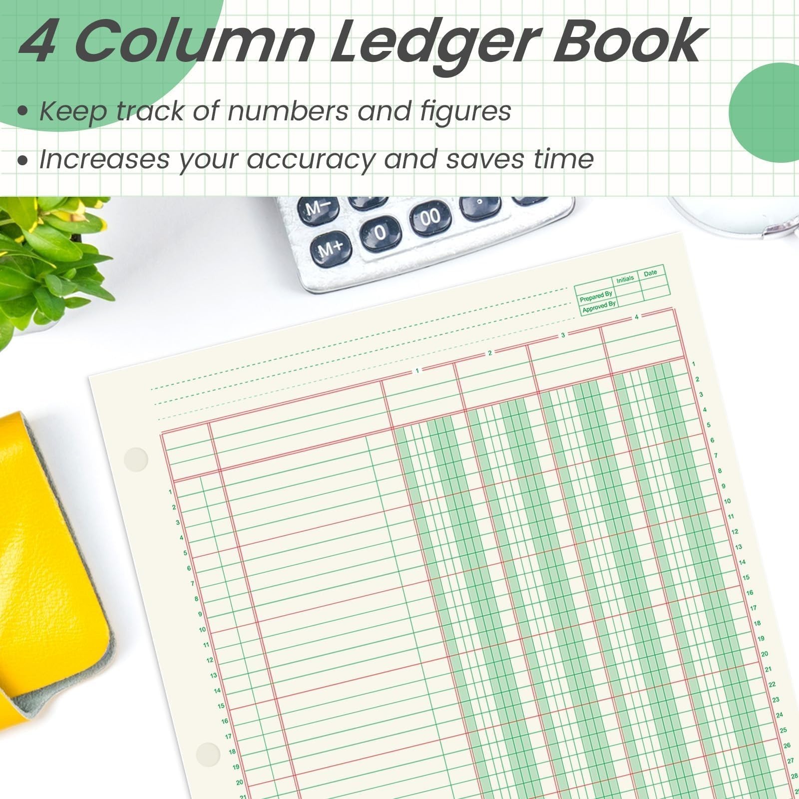 300 Sheets Columnar Analysis Pad – 6 Pads, 3 Hole Punch, 8.5″x11″ Ledger Paper f