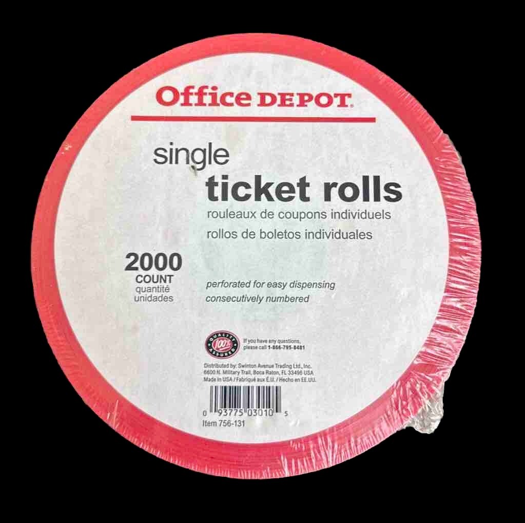 2000 Single Tickets Roll Red~Office Depot~Admit One Admission Tickets 🎟️ NEW!