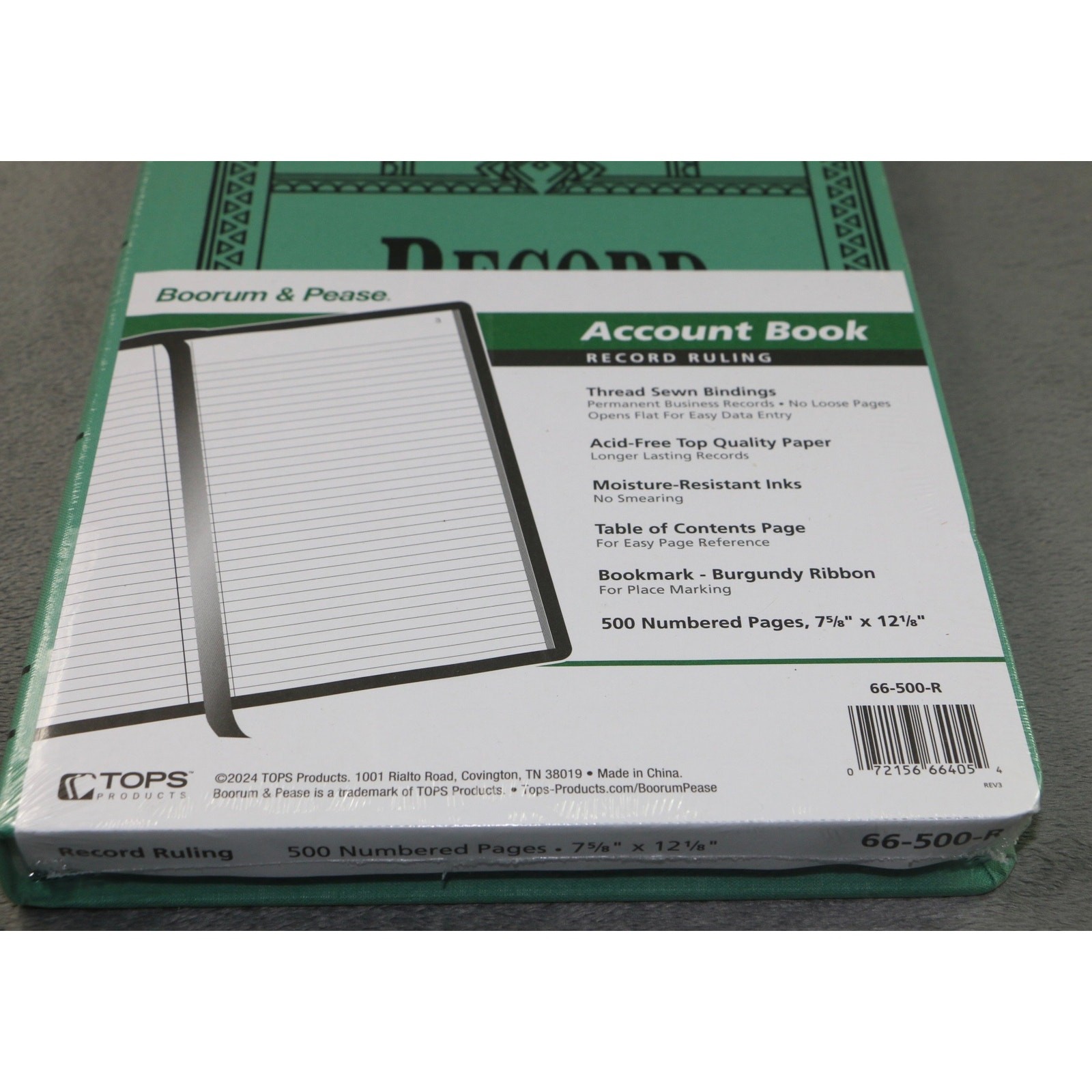 Boorum & Pease Account Book Record Ruling 500 Pages Hardcover Green 66-500-R