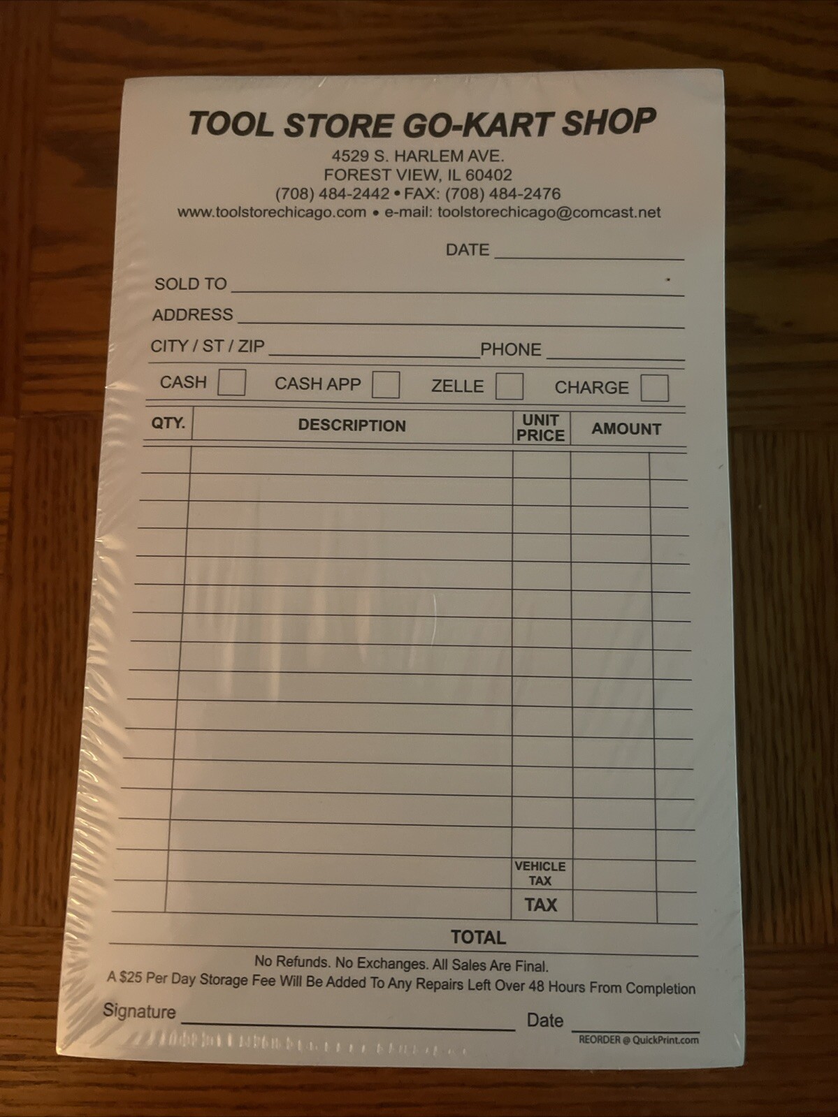 INVOICE CUSTOM PRINTED 2 Part Carbonless Form, Blk Ink. Additional Opt Listed