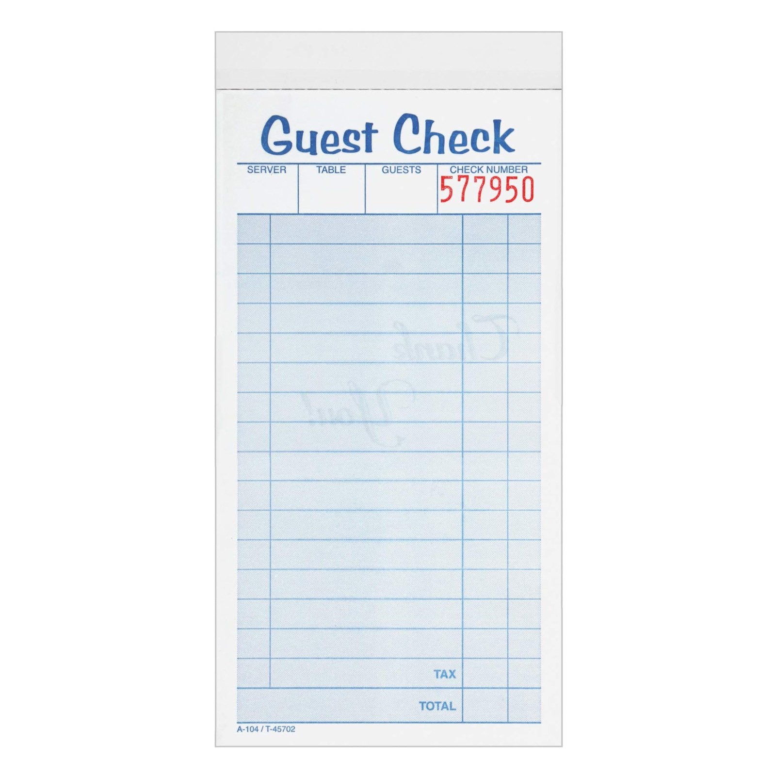 Adams Guest Check Pads, 2-Part, Carbonless, White/Canary, 6.9″ x 3.5″, White