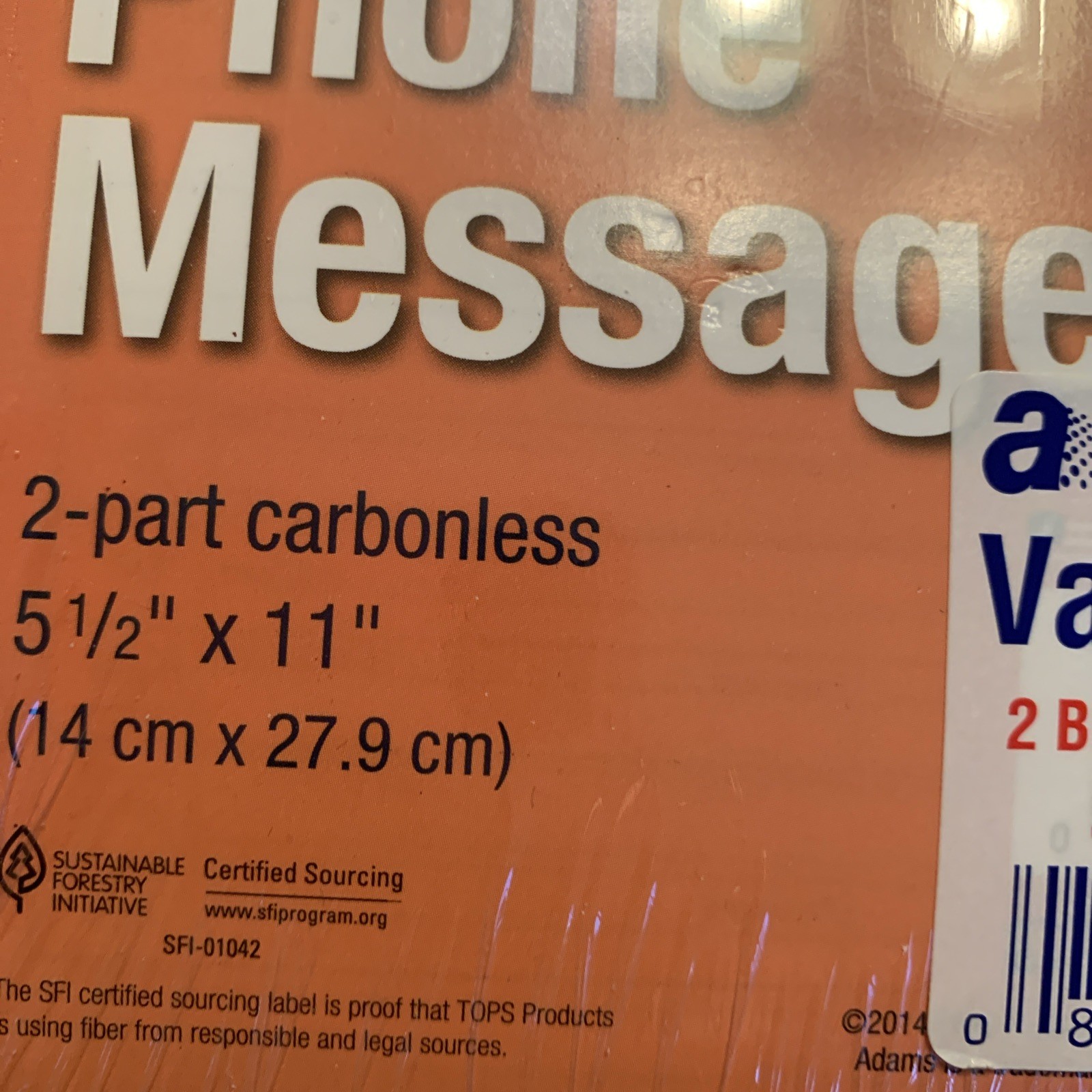 2-Pack Adams Phone Message 800 Count 2-PART Carbonless SC1154-2D VALUE PACK New