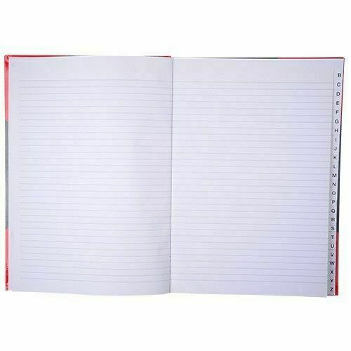 Cumberland A5 A-Z Index Book Notebook Black & Red Hard Cover 100P Feint Ruled