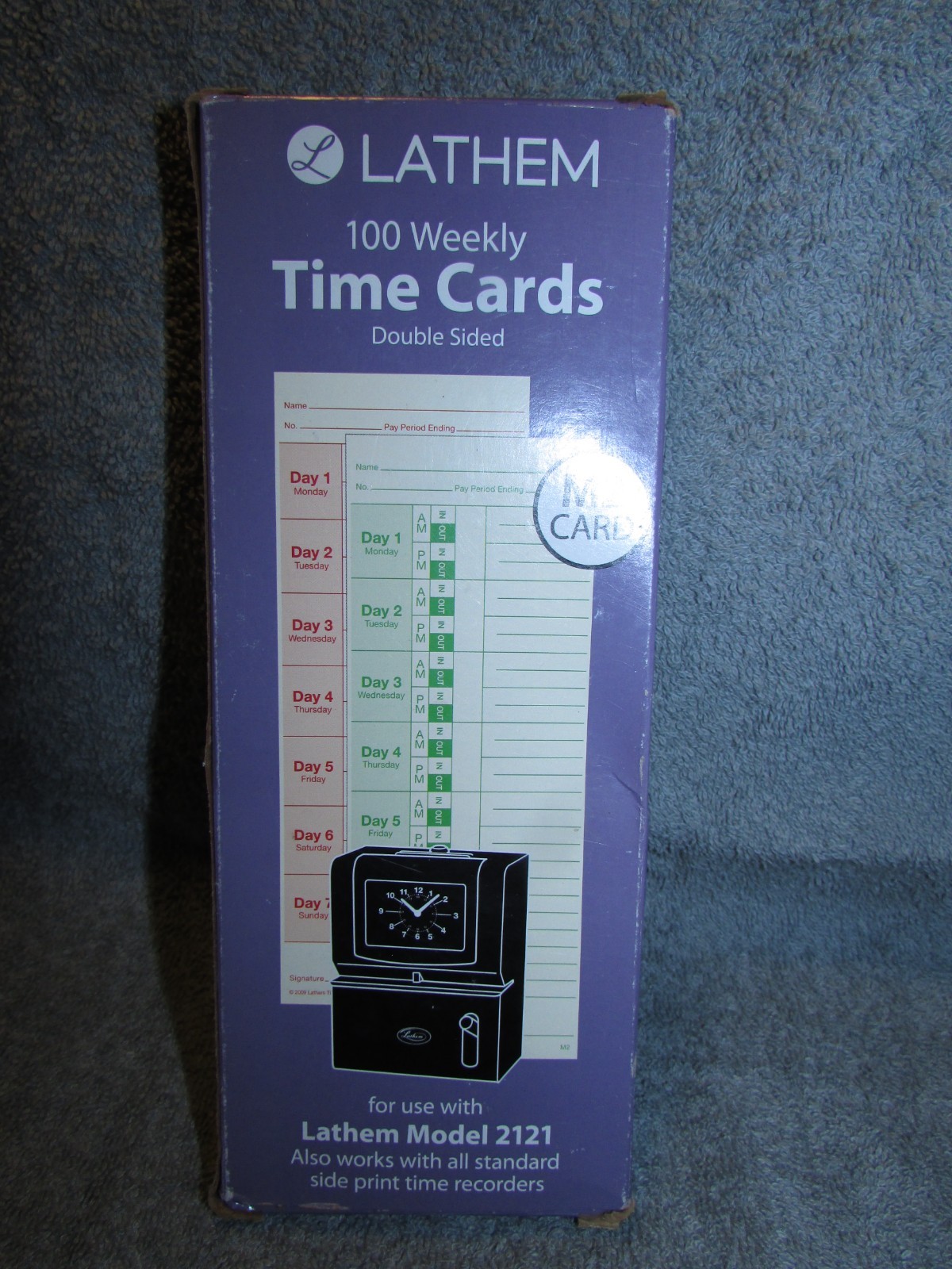 Lathem M2-100 Time Cards 100 Pack Double Sided 3.5″ x 9″ NIB