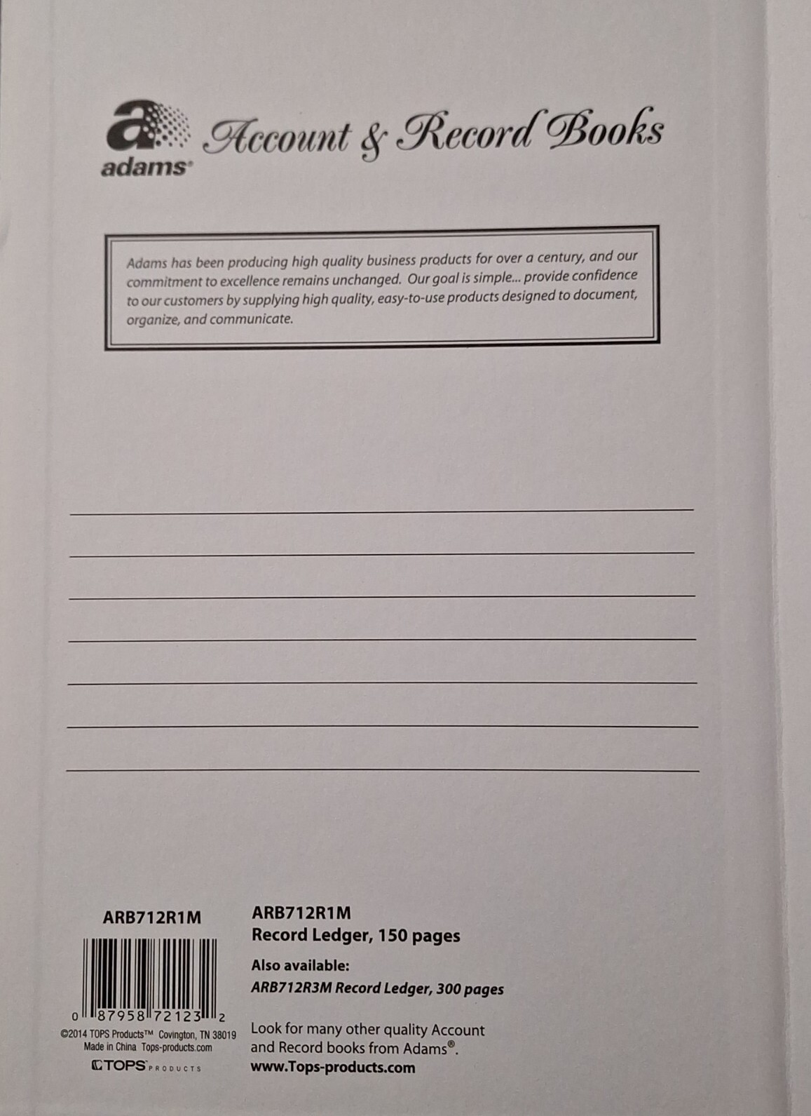 Adams Hardcover Record Ledger 152 Numbered Pages and Bookmark Robbon