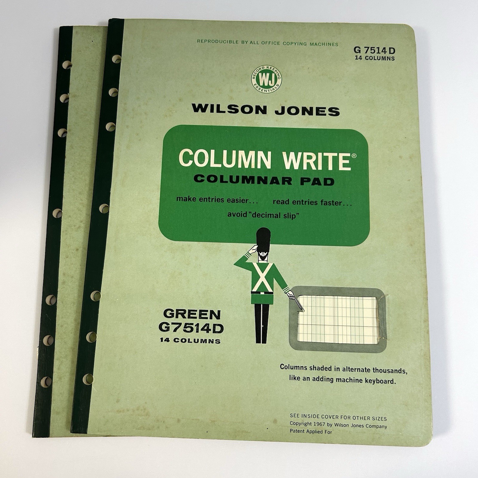 Lot of 2 Wilson Jones G7204 Column Write Columnar Pad 14 Columns 100 pages Vtg