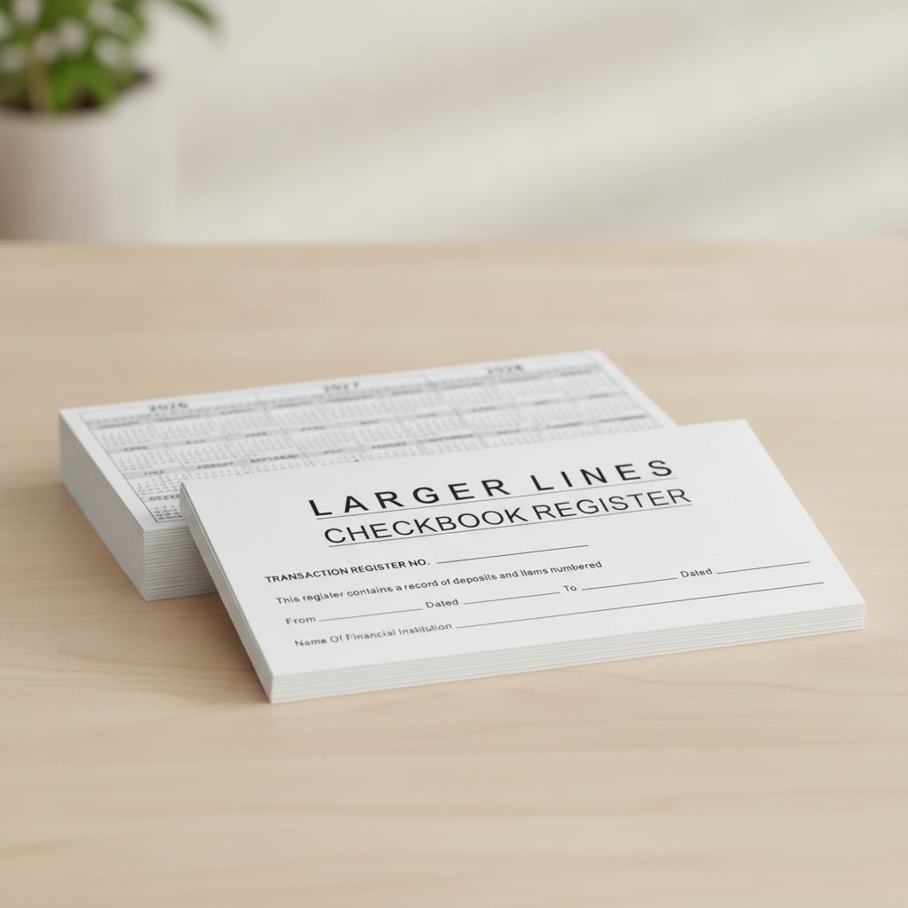 10 Pack Large Print Low Vision Checkbook Registers, 3″ x 6″, Check Registers for