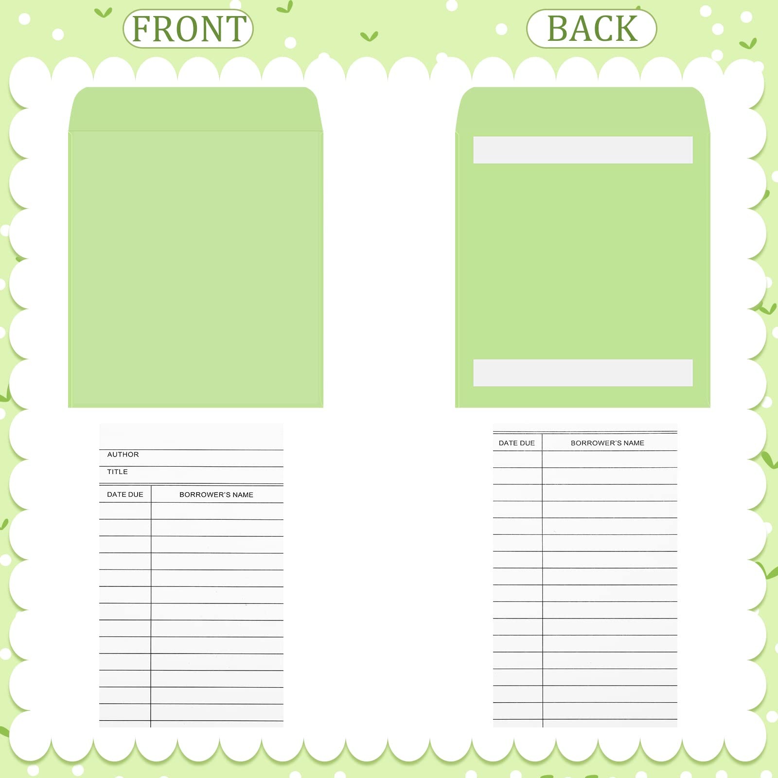 Library Pocket Envelopes 100 Self Adhesive 200 Pcs for Book Lending System
