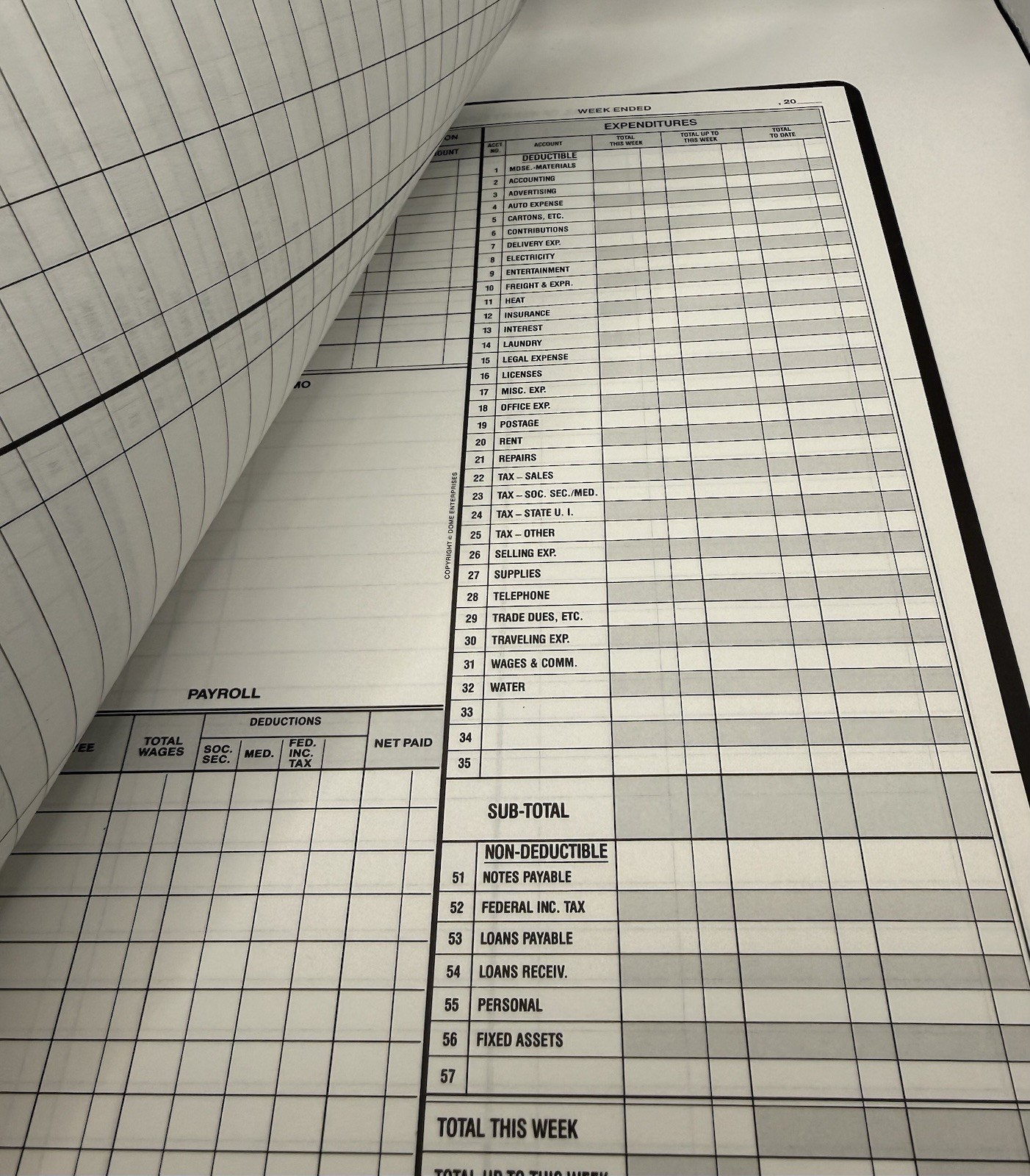 Dome DOM600 Bookkeeping Record Book Weekly 128 Pages 9 x11 Inches not written in