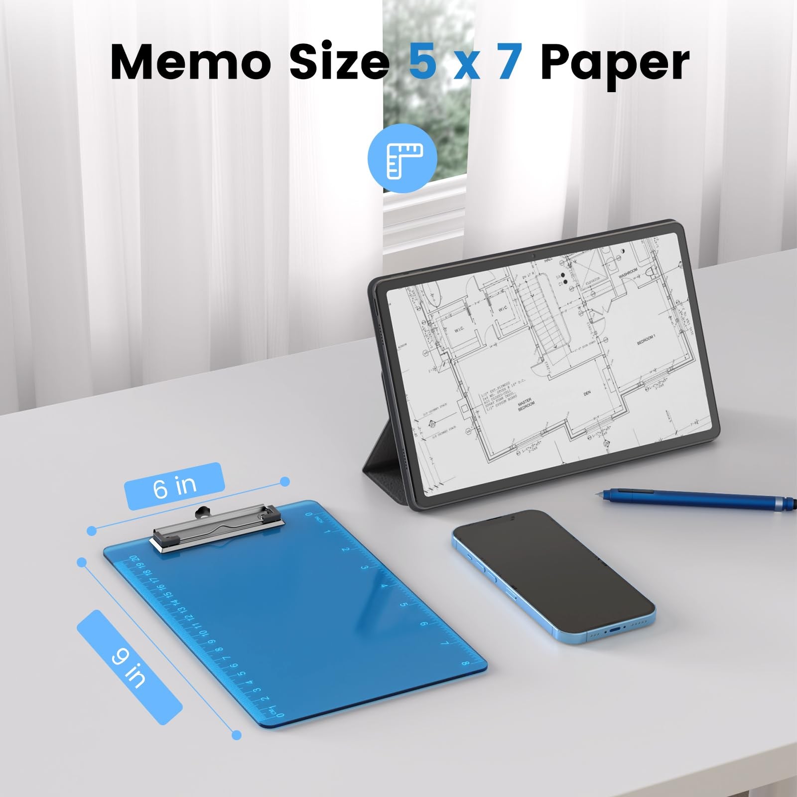 Macroclo Plastic A5 Clipboards, Clear A5, Blue/Pink/Orange/Purple/Green/Red
