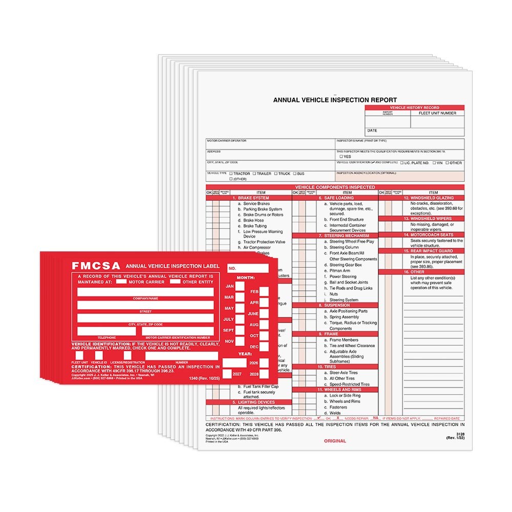 J. J. Keller 10-pk. AVIR Forms, Snap-Out Format, 3-Ply Carbonless, 8.5″ x