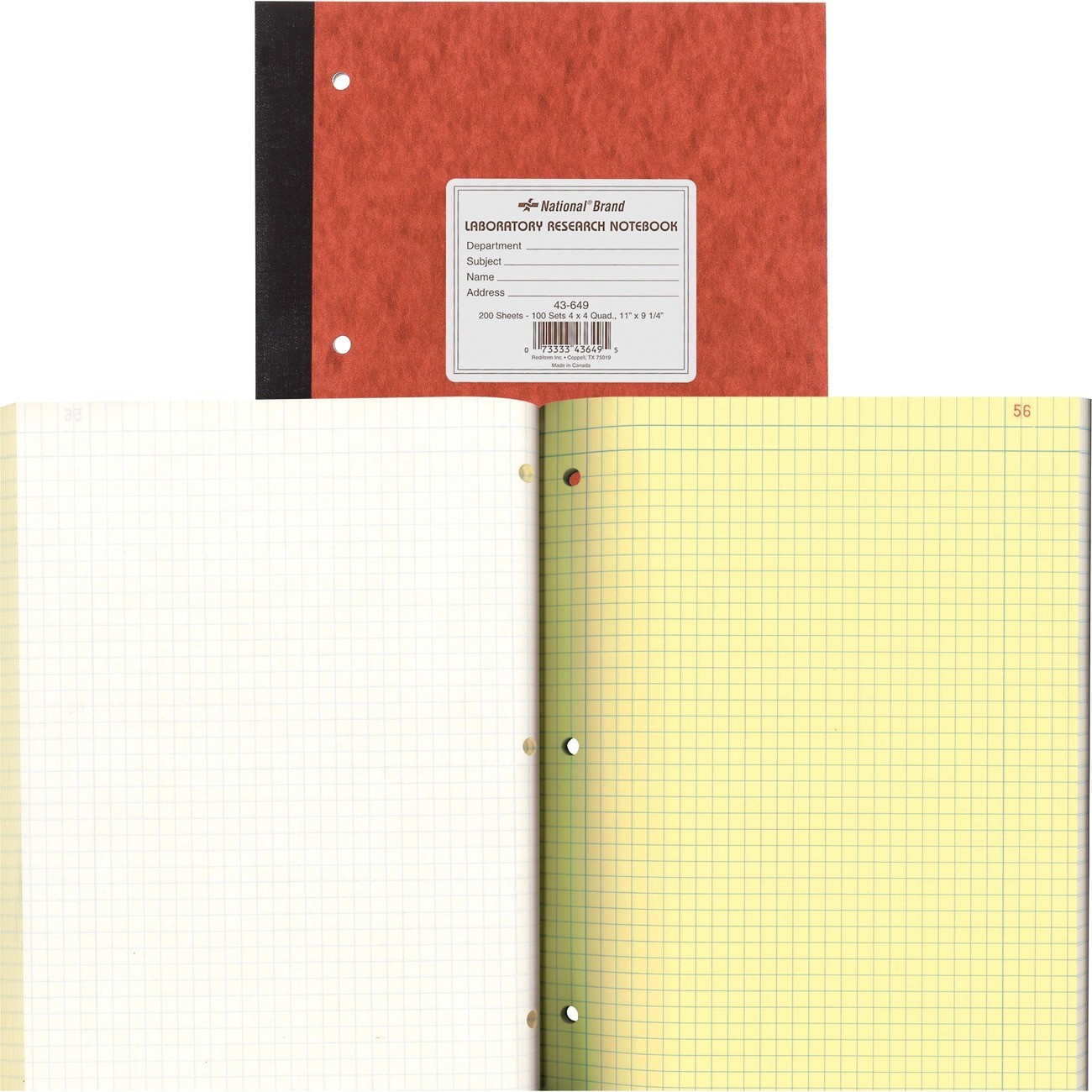 Rediform RED43649 Research Notebook 200 Sheets Quad Ruled 9.25″x11″