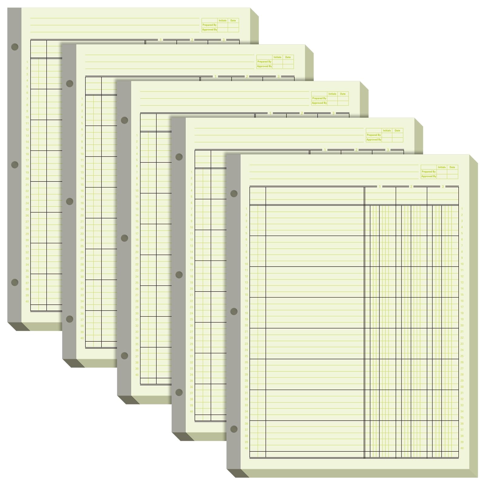 Zhanmai 5 Pack 250 Sheets Analysis Columnar Books 3 Hole Accounting Ledger Book