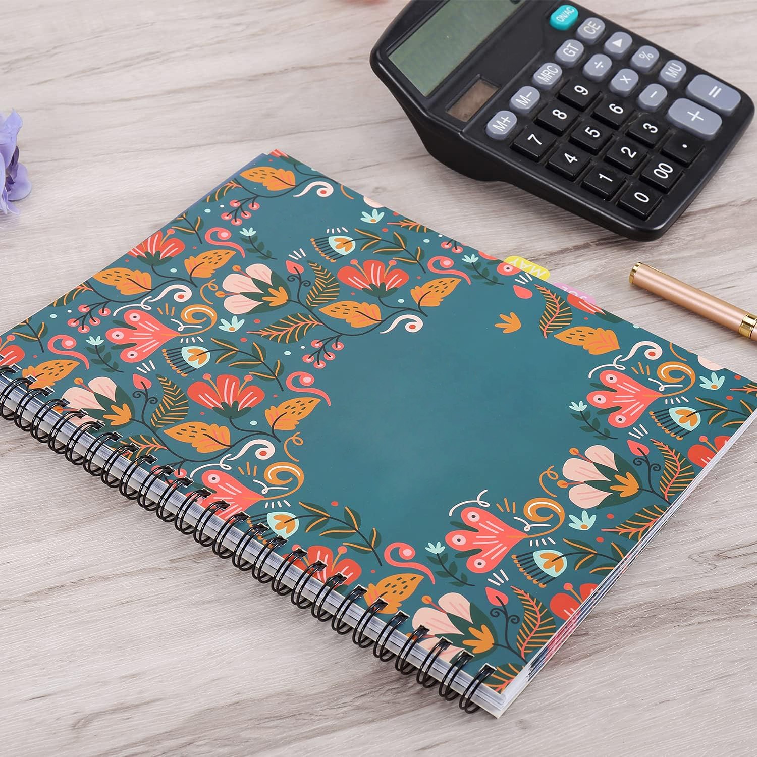 Expense Tracker Notebook 2025 2026, 12 Pockets, Budget Organizer, Spiral, Blue