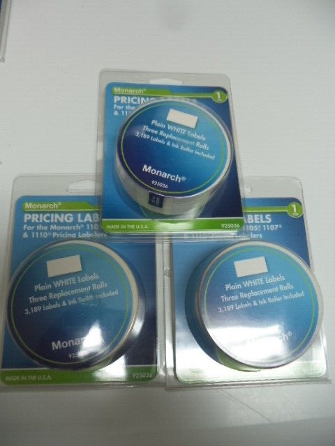 3 pack rolls Monarch Labels Model 1105 1107 1110 1Line 47/64″x25/64″ RED 925037