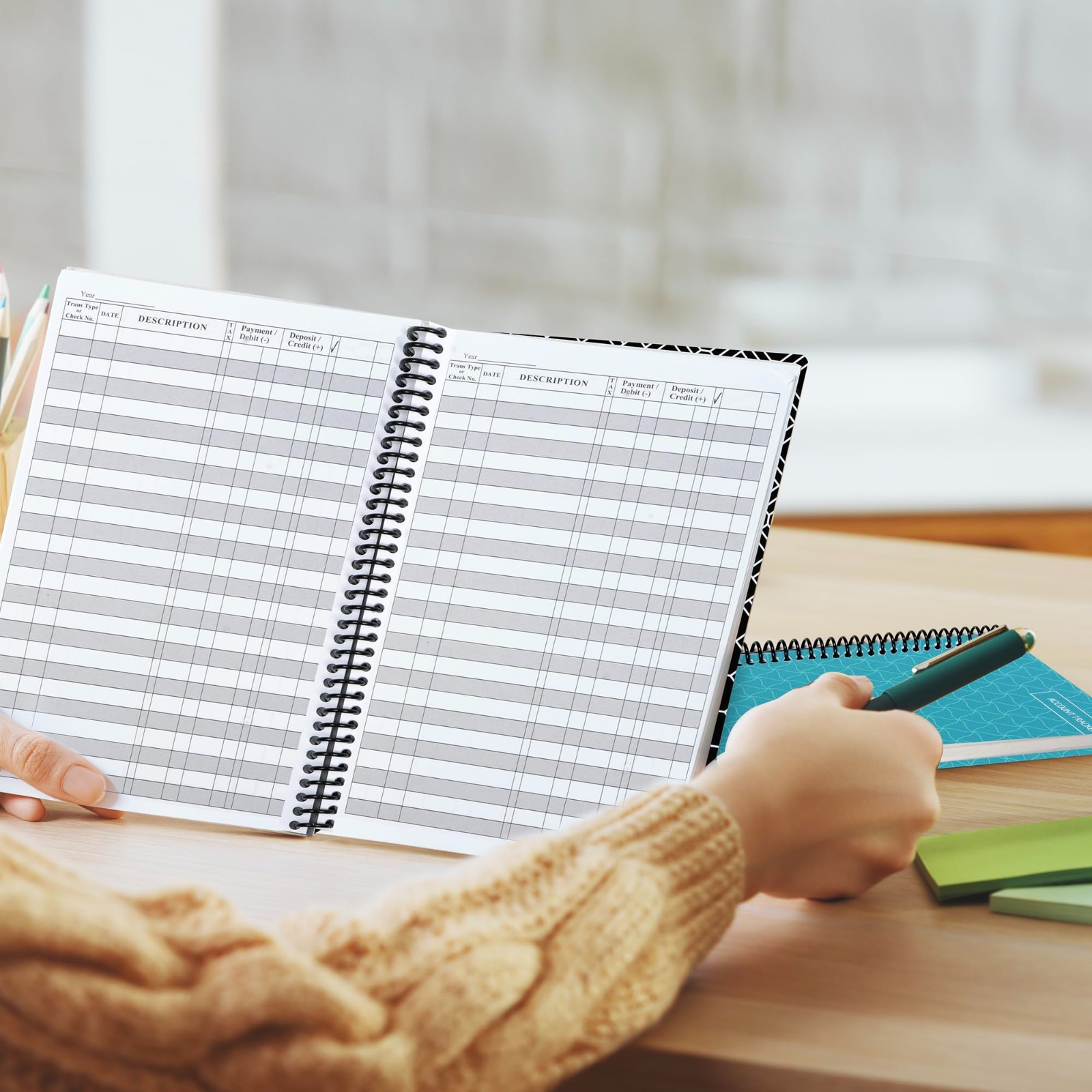 Premium Check Book Register & Debit Card Ledger Notebook – Expense Tracker, Cash
