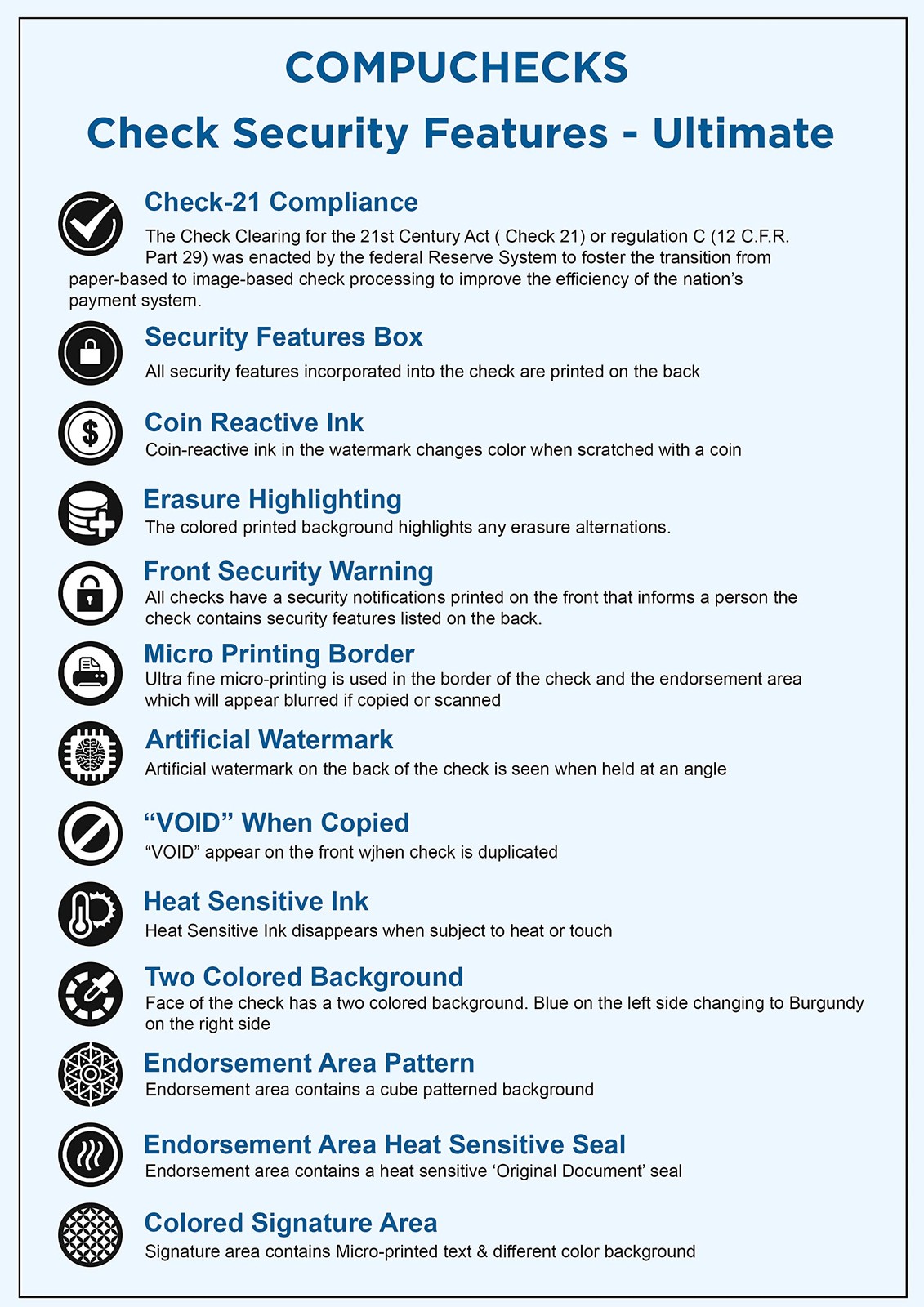 300 Computer Checks “Ultimate Security” – Heavy Paper 28# Blank Check Stock for
