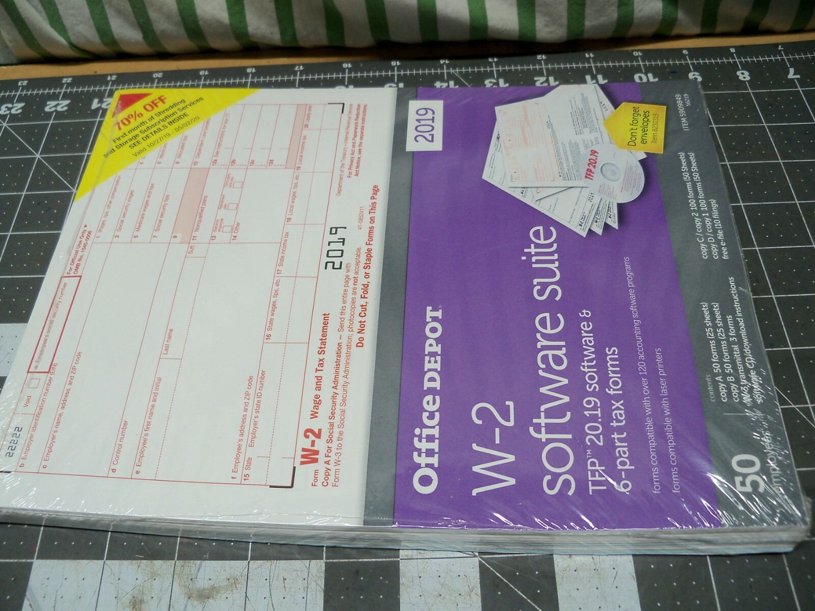 Office Depot W-2 Software Suite 2019 2-Up 6-Part 50 Pk Laser Tax Forms Staple W2