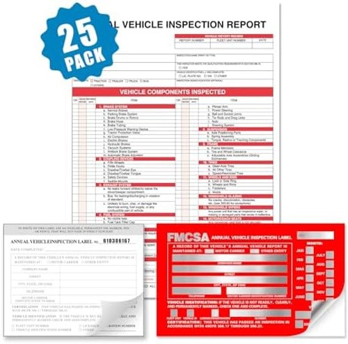 Annual Vehicle Inspection Report Form with Red Exterior Aluminum Inspection L…