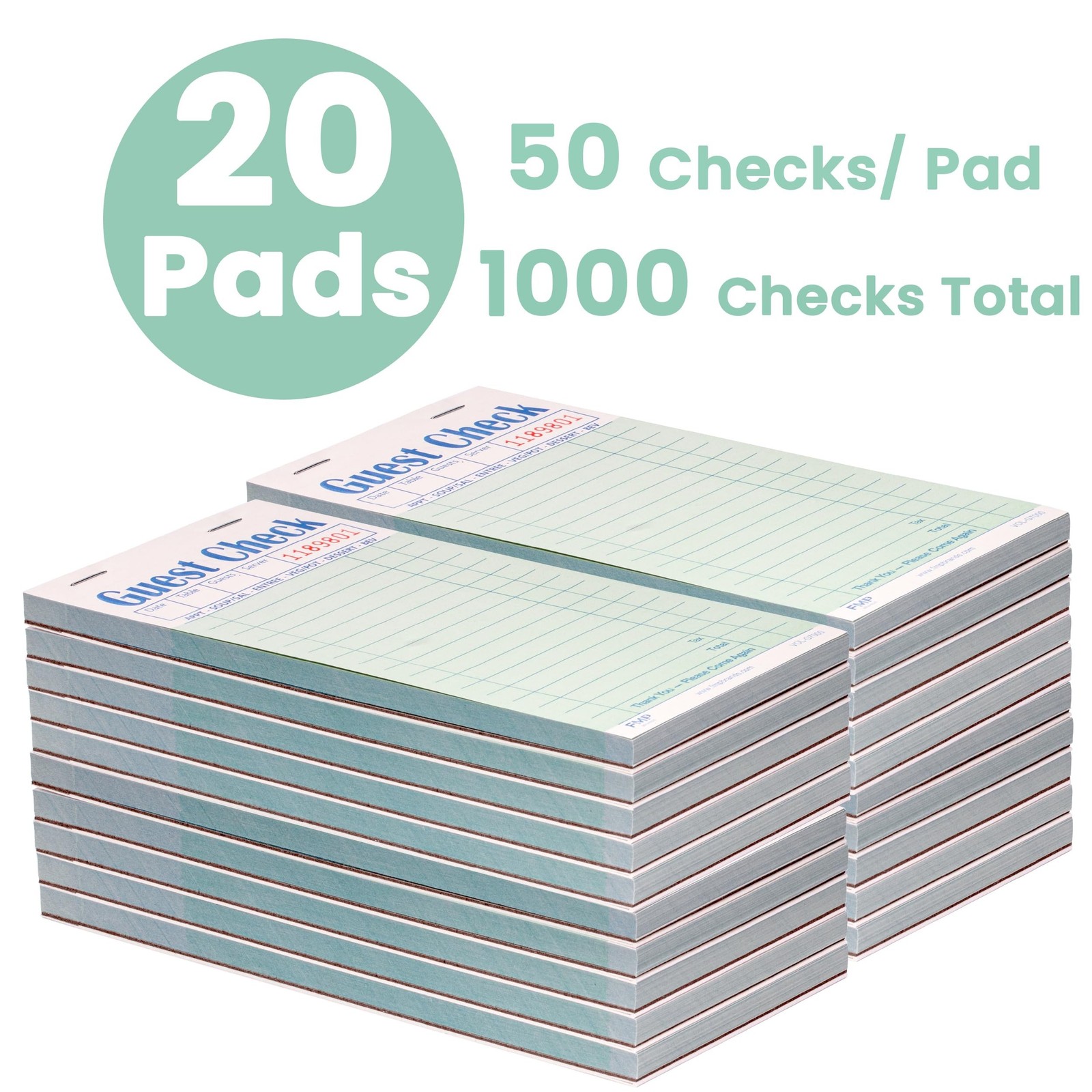 [20 Pads, 50 Sheets/Pad] Double Part Guest Check Pads for Restaurants, Perfor…