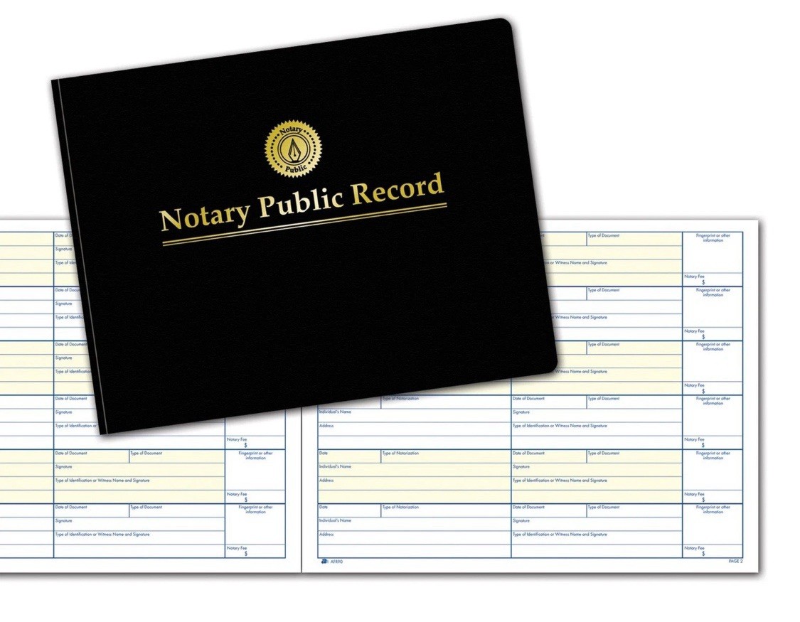 Adams Notary Public Record Journal, 11 x 8.5 Inches, 6 Entries Per Page, 63 P…