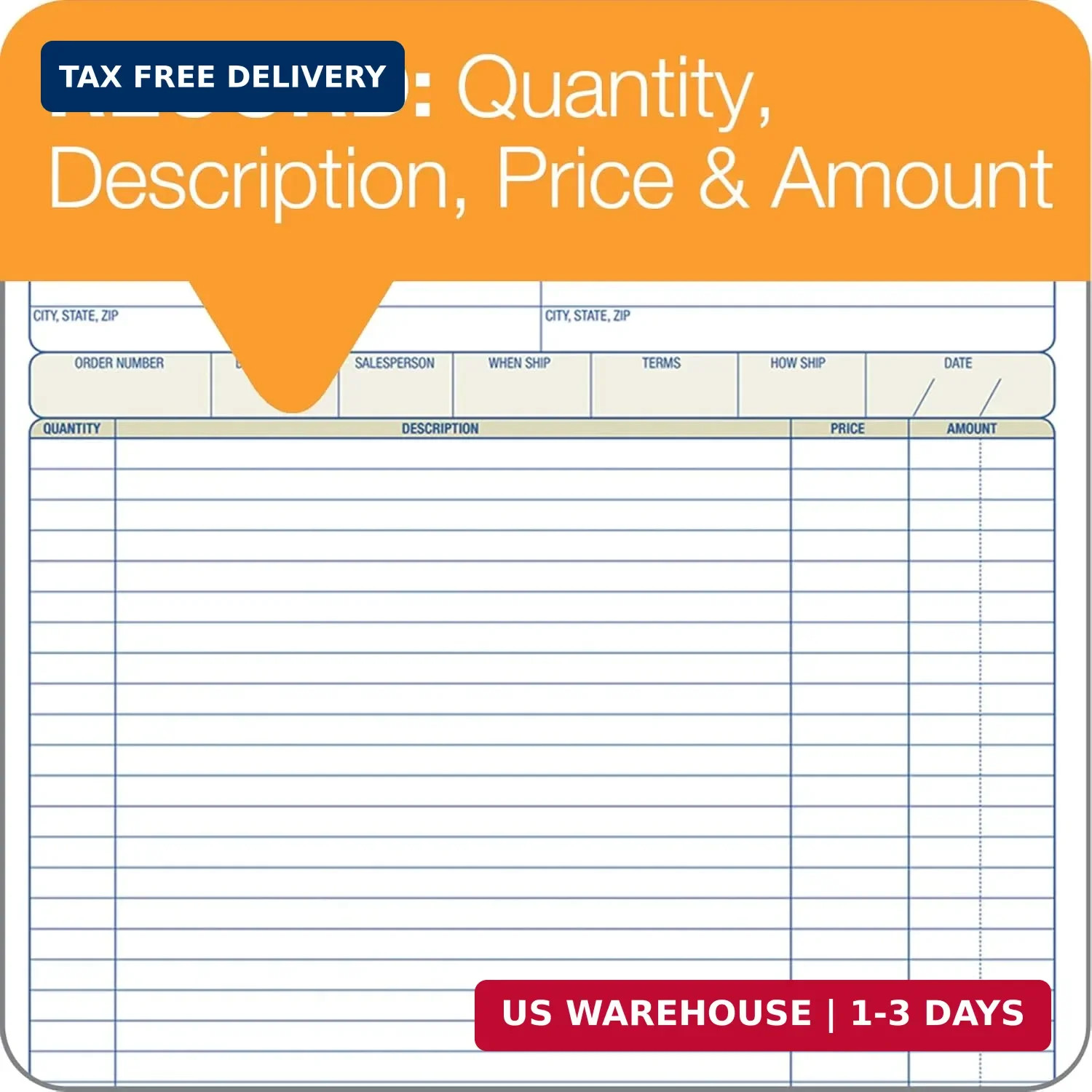 Adams Order Book, 2-Part, Carbonless, White/Canary, 8-3/8 x 10-11/16 Inches, 50