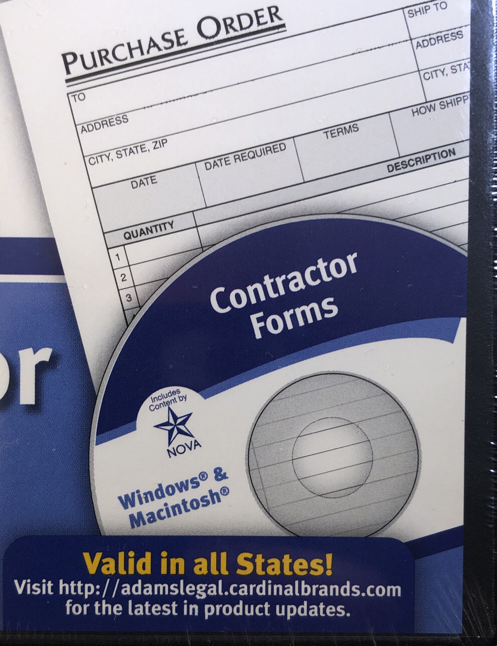 SHIP24H-Adams SS4301 Contractor Forms on CD Windows & Macintosh PDF & Excel-NEW