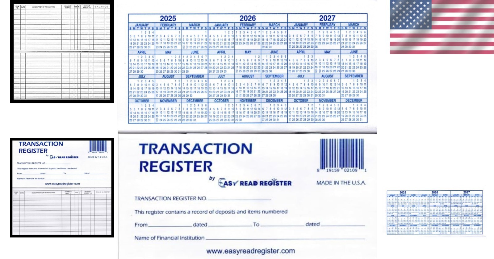12 Checkbook Transaction Registers 2025-2026-2027 Calendars Check Book Bank …