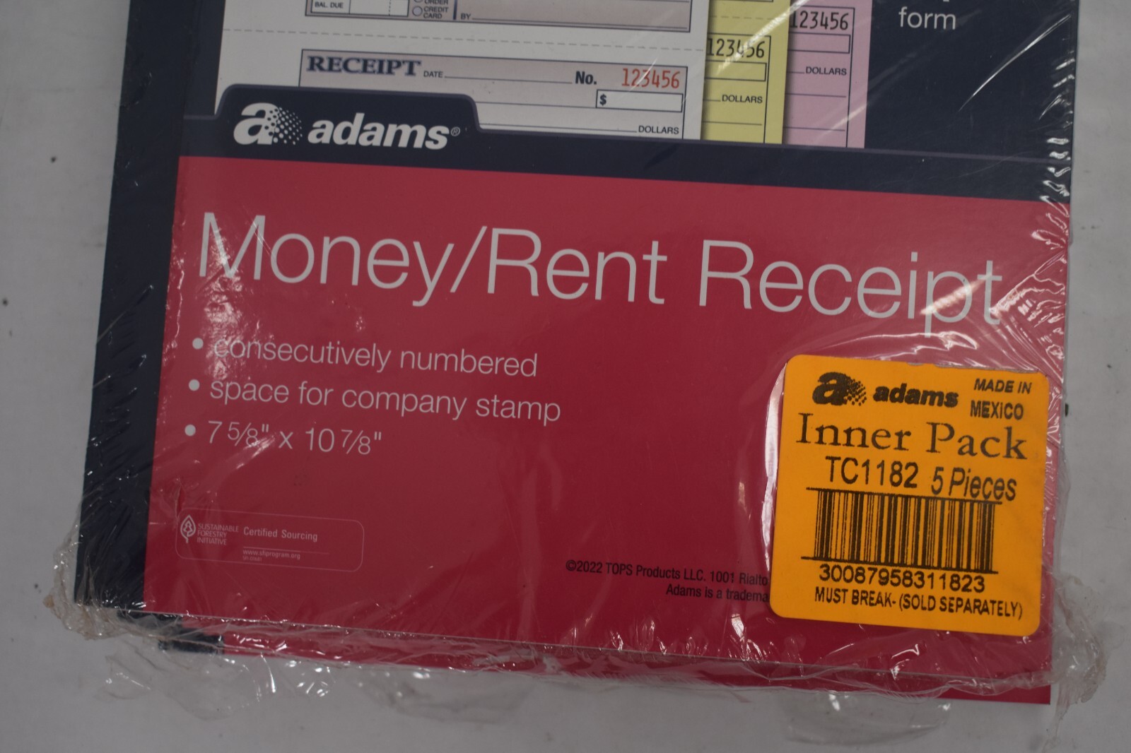 Lot of 5 Adams 3 Part Carbonless Money & Rent Receipt Booklets 500 Sets Total