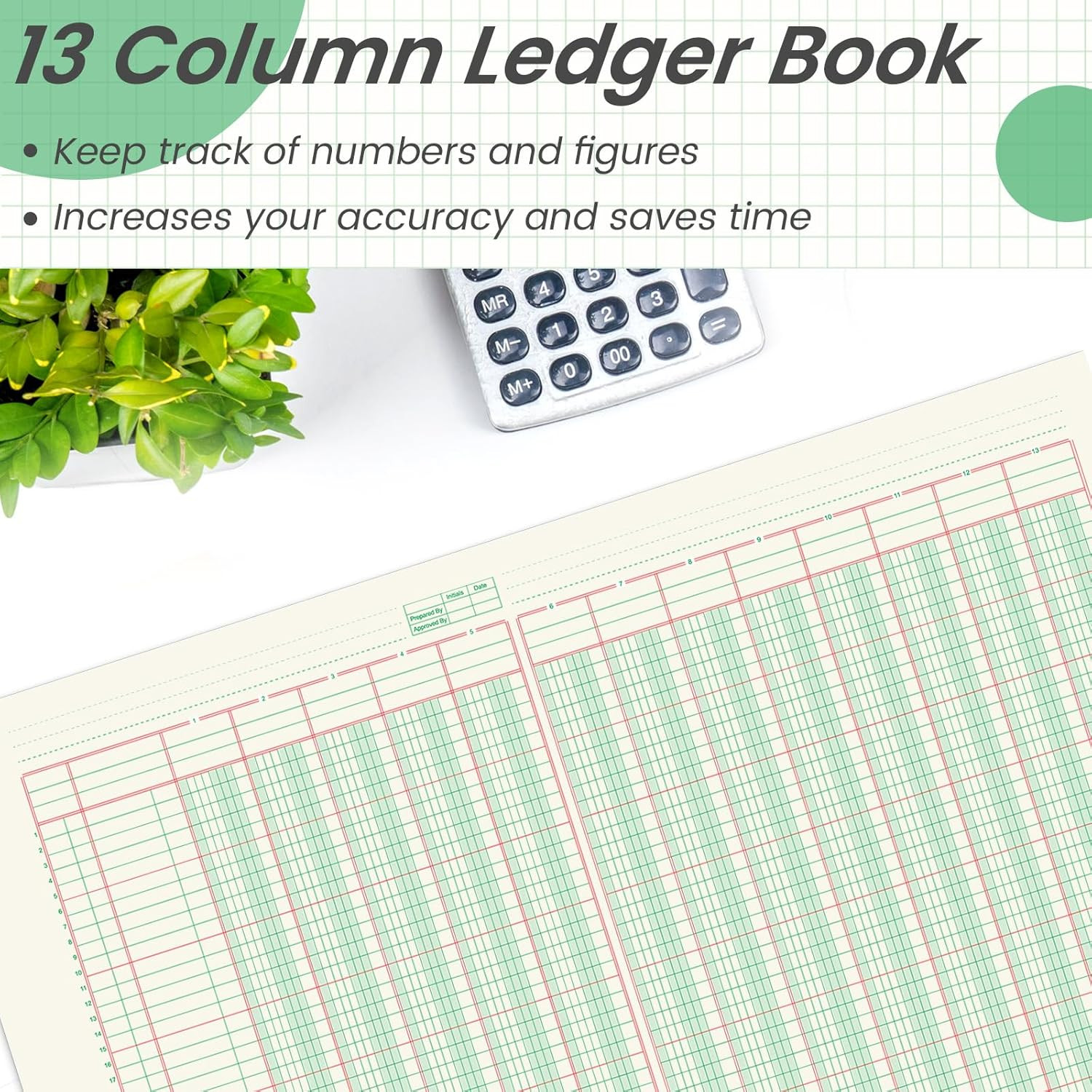 2 Pads 13 Column Ledger Columnar Analysis Pad 3 Hole Analysis Accounting Book…