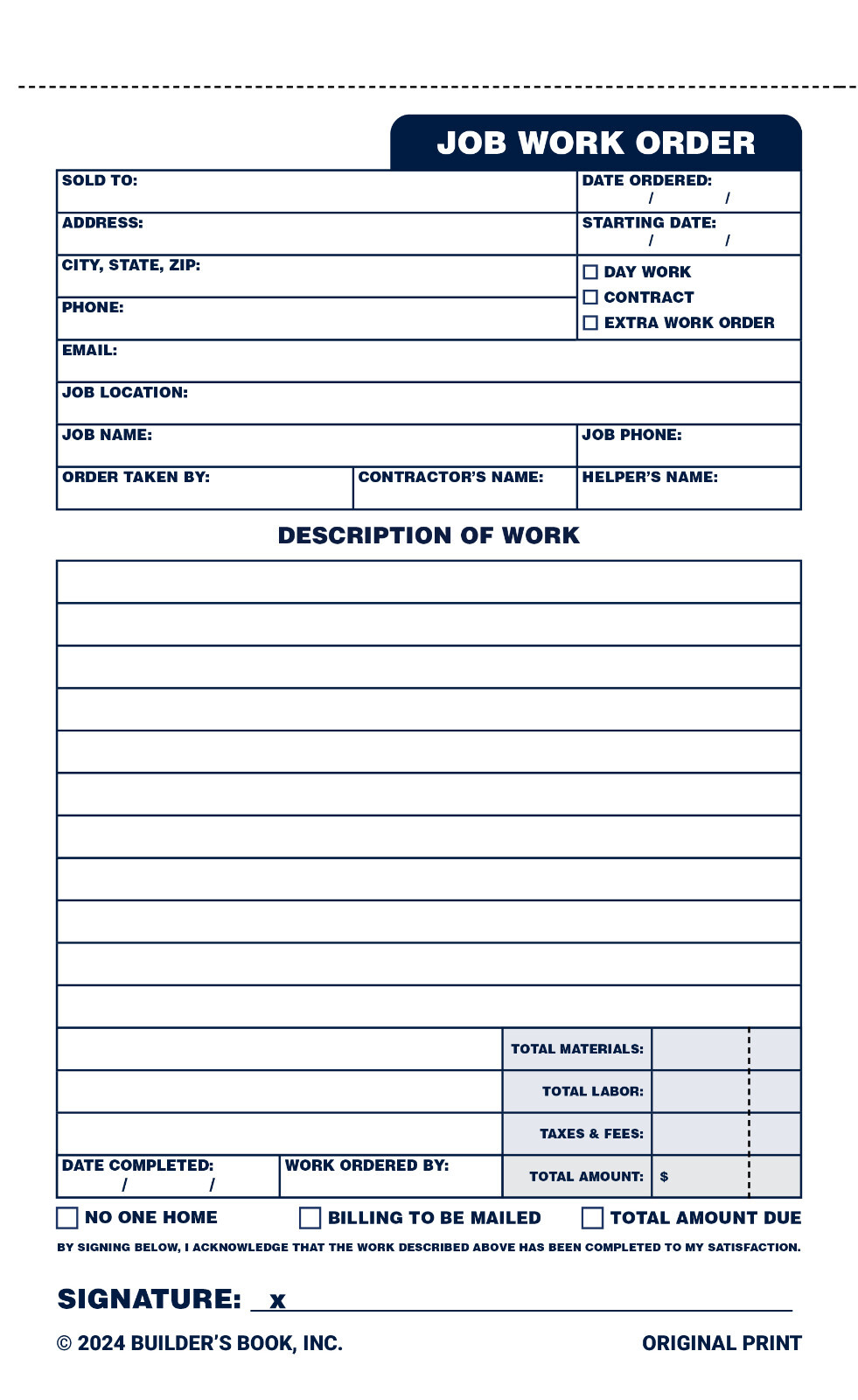 Job Work Order Book (50 Sets – 2 Part)