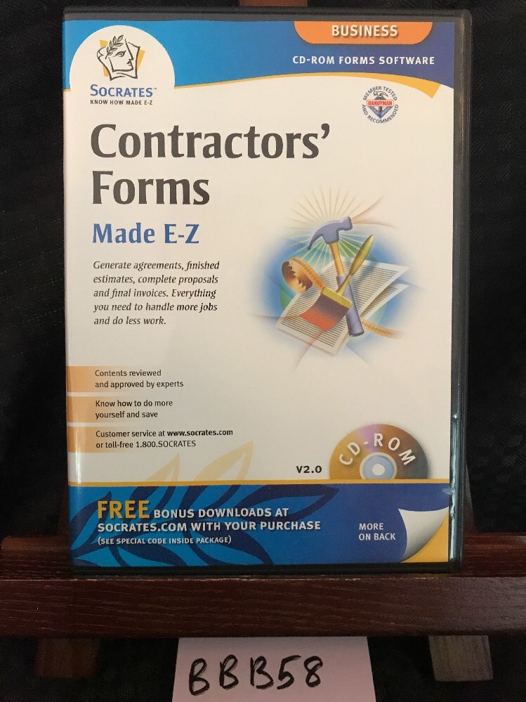 Adams (Socrates) Contractor’s Forms on CD (SS4301) EUC! Free Shipping! BBB58