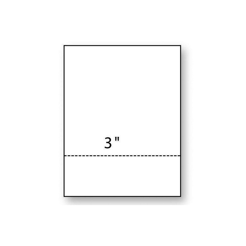 8-1/2” x 11″ Laser Cut Sheet, 20# White Stock, 1 Horizontal Perforation 3″