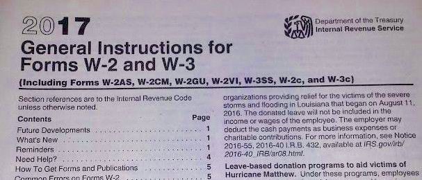 2017: 5 SHEETS W-2 IRS Wage/Tax Statement & 2= W-3 Transmittal Forms
