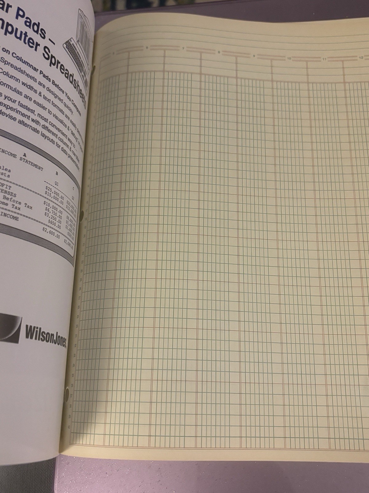 Wilson Jones Columnar Pad G7212D 12 Columns 50 Sheets 8.5 X 11 Inches