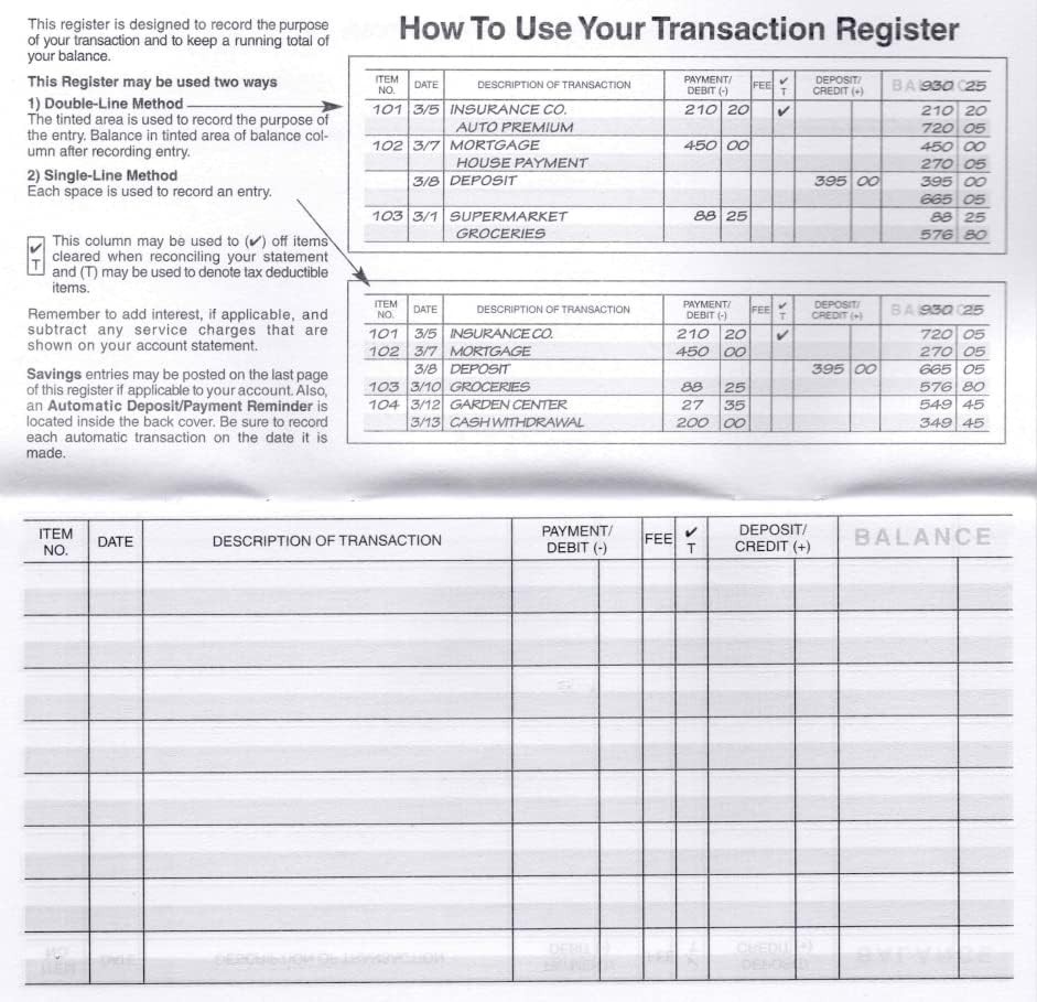 Portable Checkbook Register Set with 444 Lines and Yearly Calendars – 12 Pack
