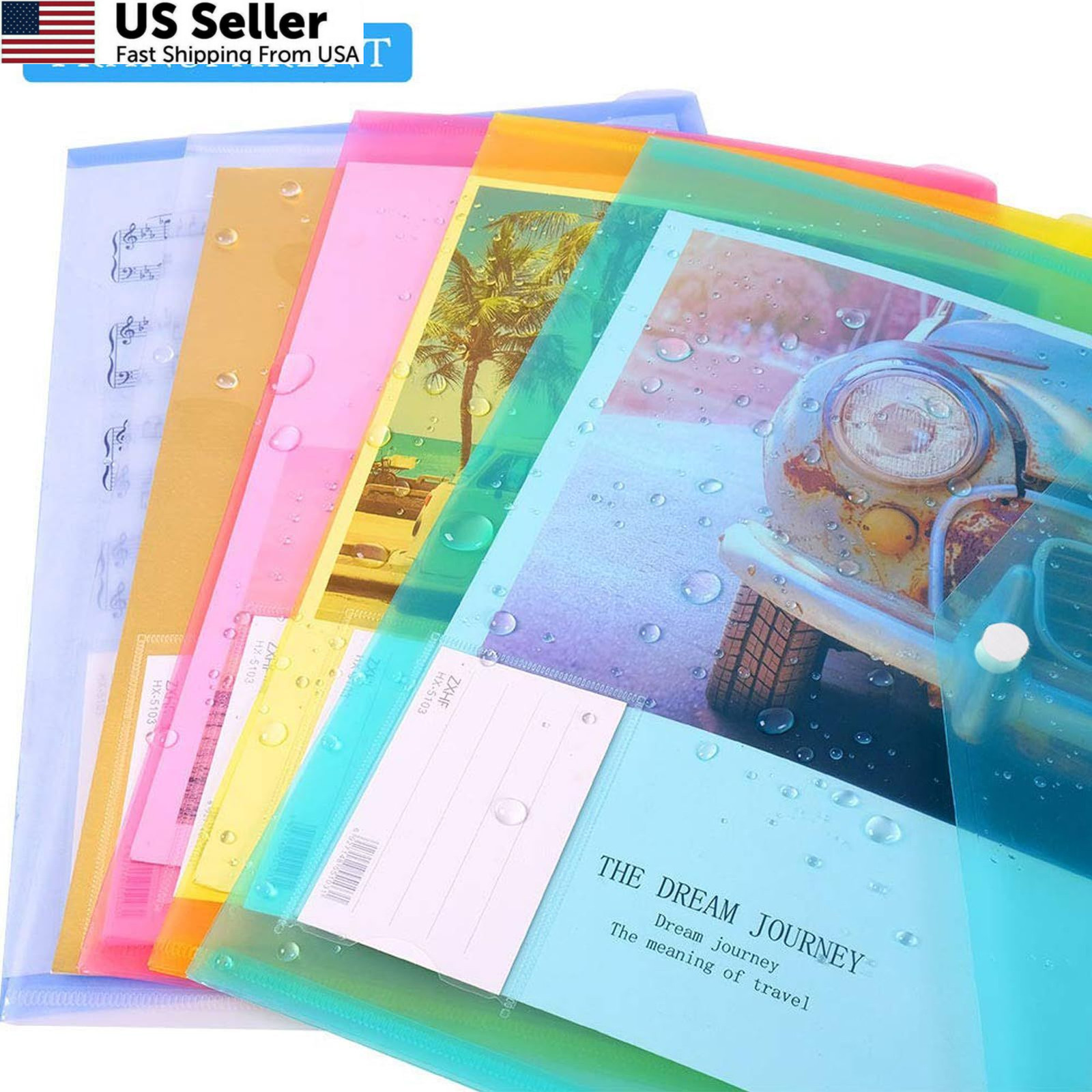 10 Pack Plastic File Folders with Pockets, Letter A4, Assorted Colors