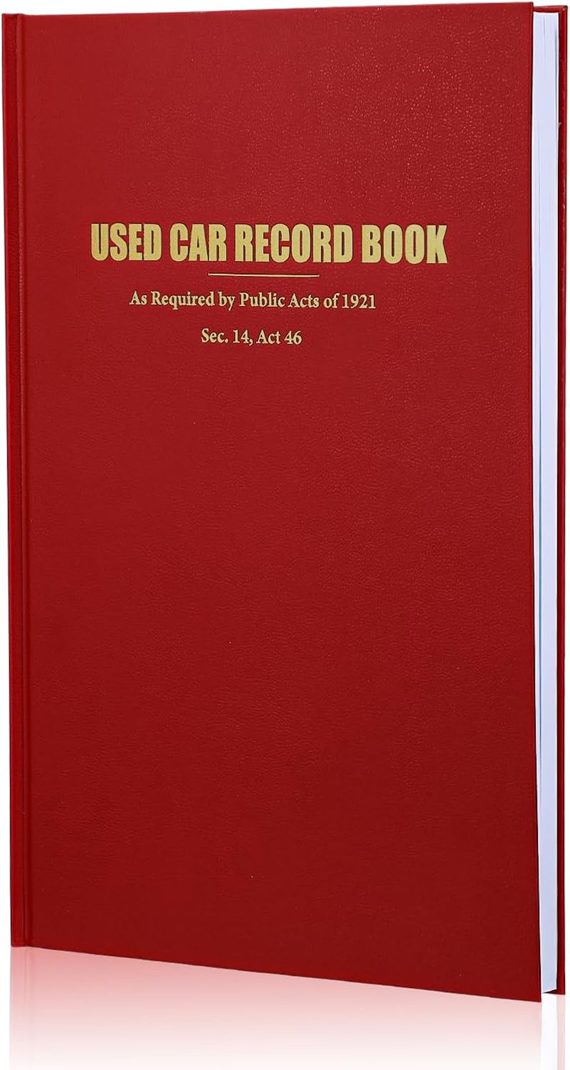 Used Car Red Record Book Police Book 8-3/4 Inch x 13-1/3 Inch Used Car Log fo…