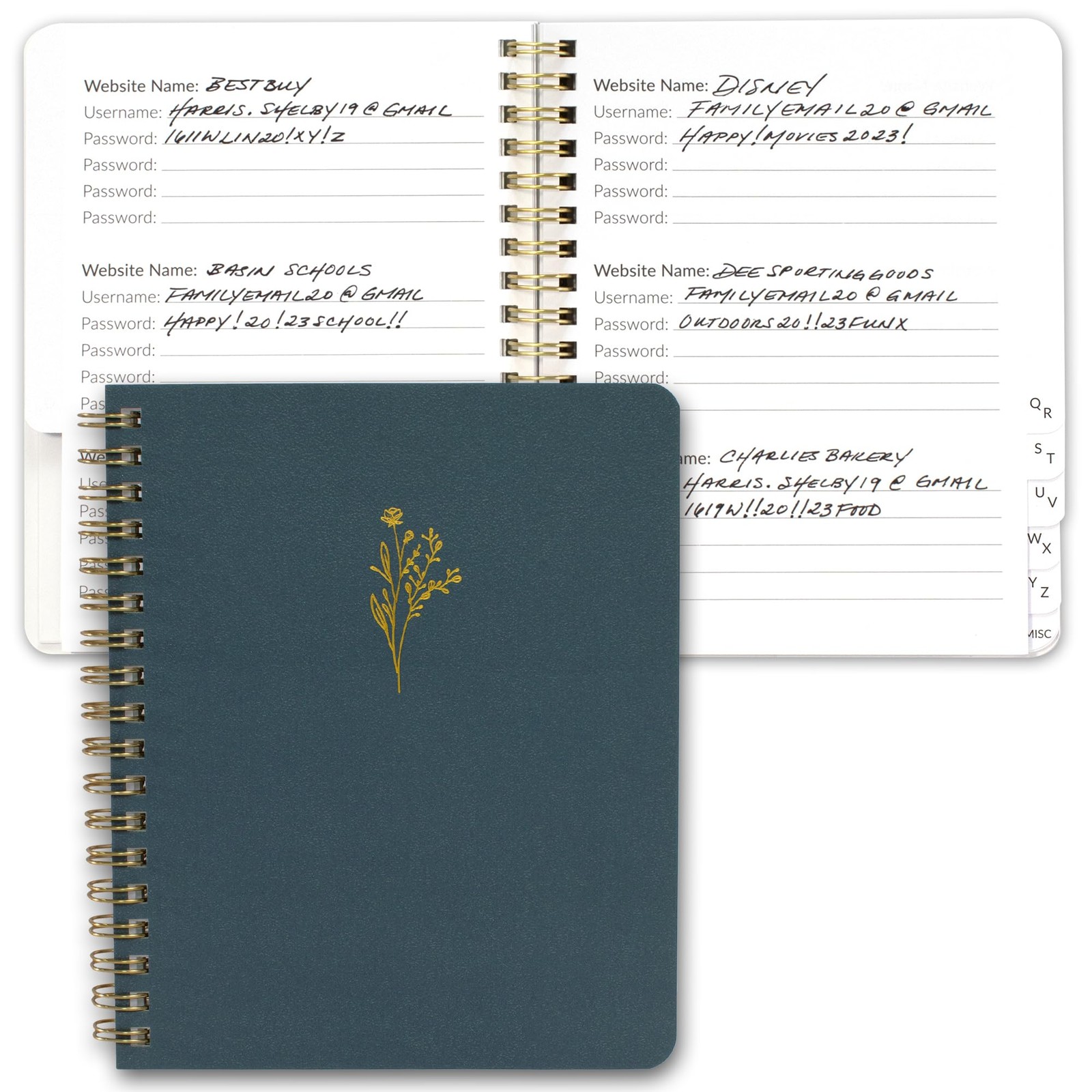 Beautiful Password Book with Alphabetical Tabs – Perfect Pocket Size Blue