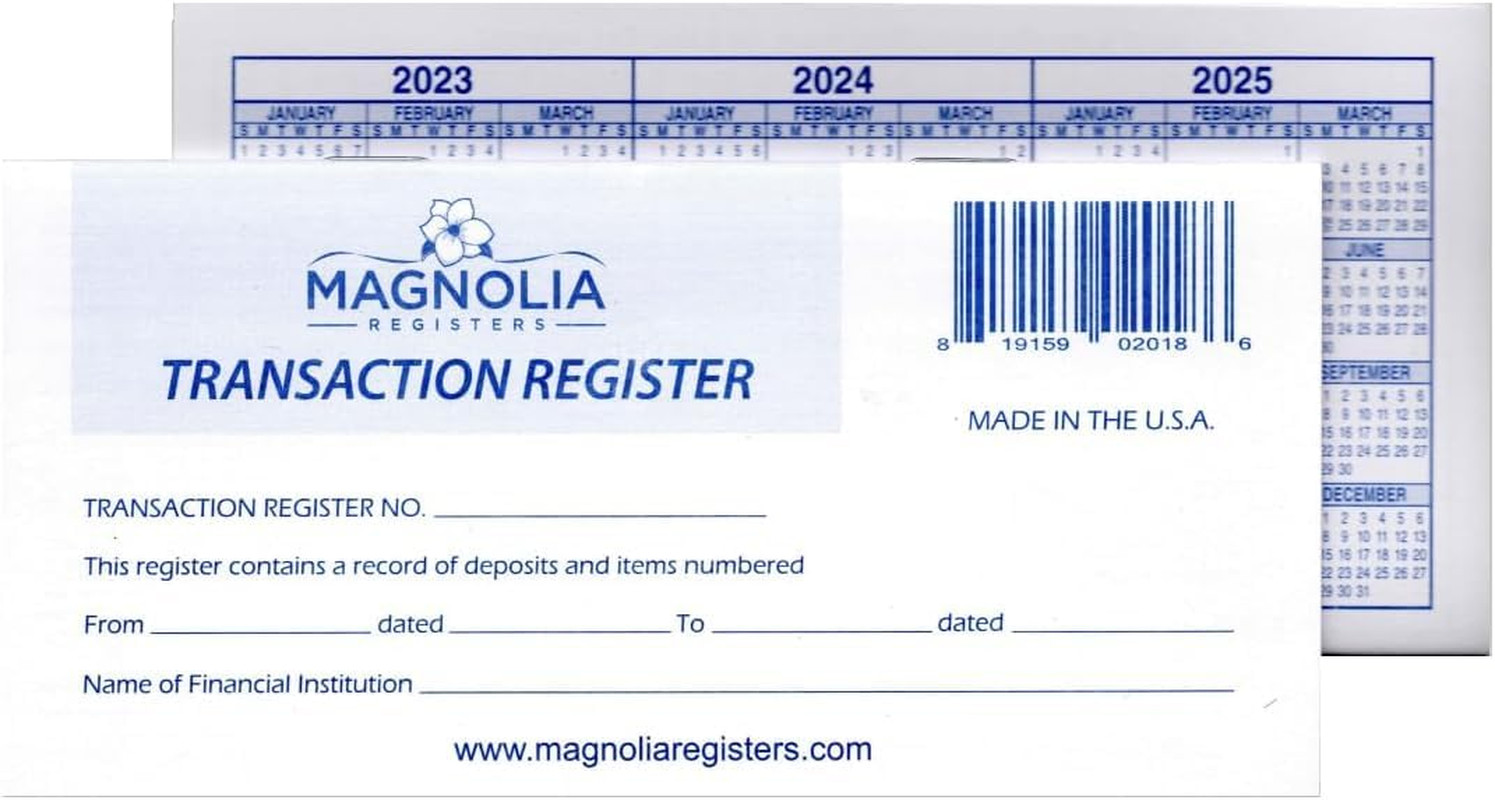18 Pack Check Registers for Personal Checkbook, 24-25-26 Calendars, Transaction