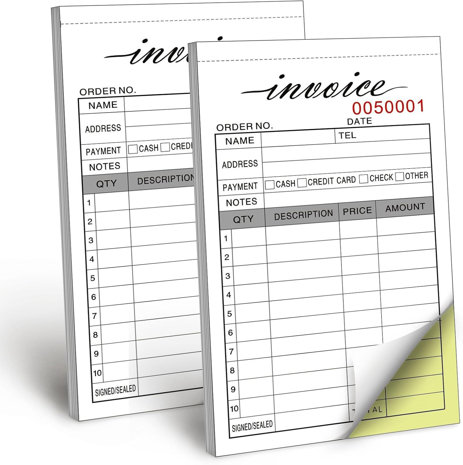 Invoice Receipt Book, 3.4X5.5″ Handheld 2-Part Carbonless Sales Invoice Book, In